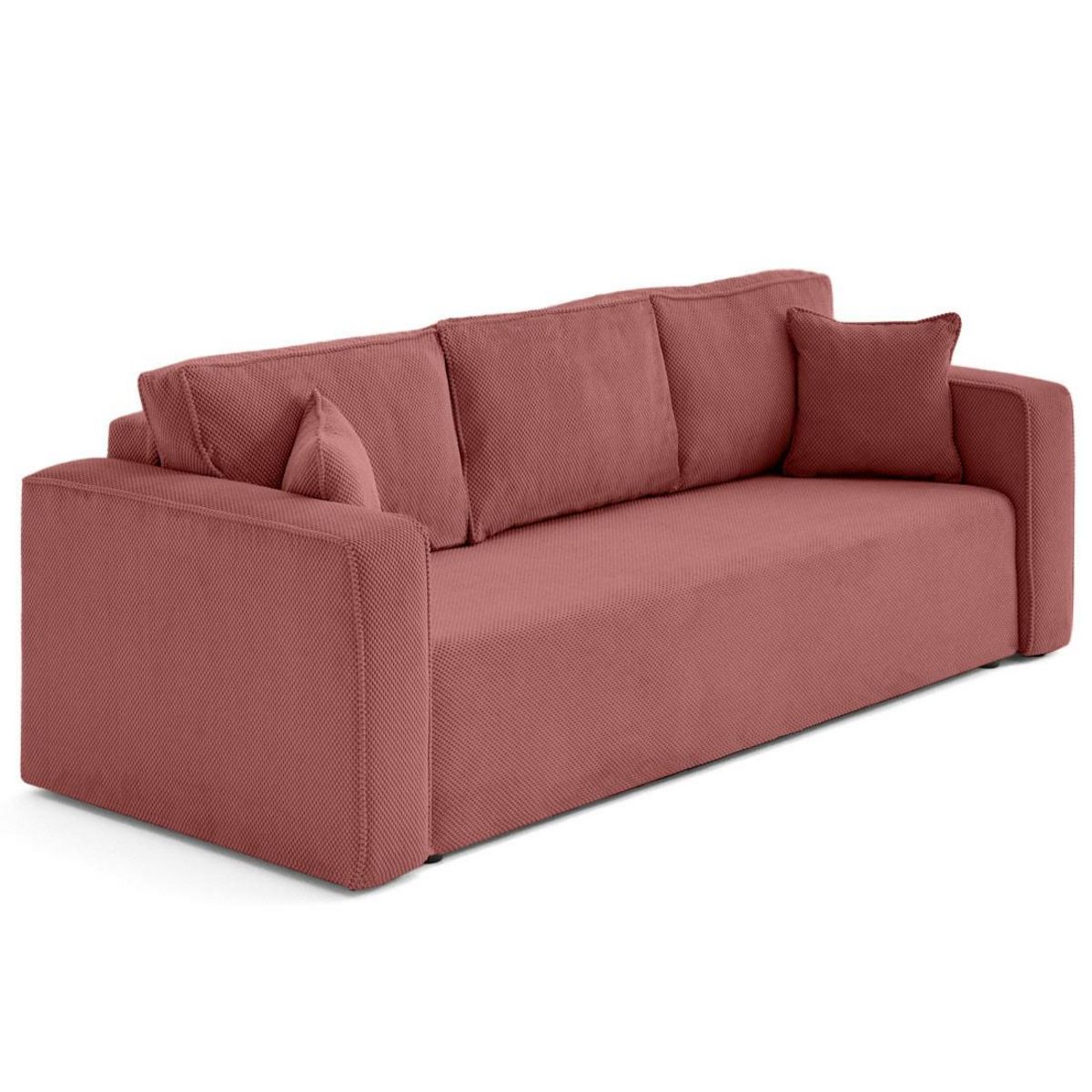 BEST MOBILIER Topaze - canapé droit 3 places convertible avec coffre en velours texturé