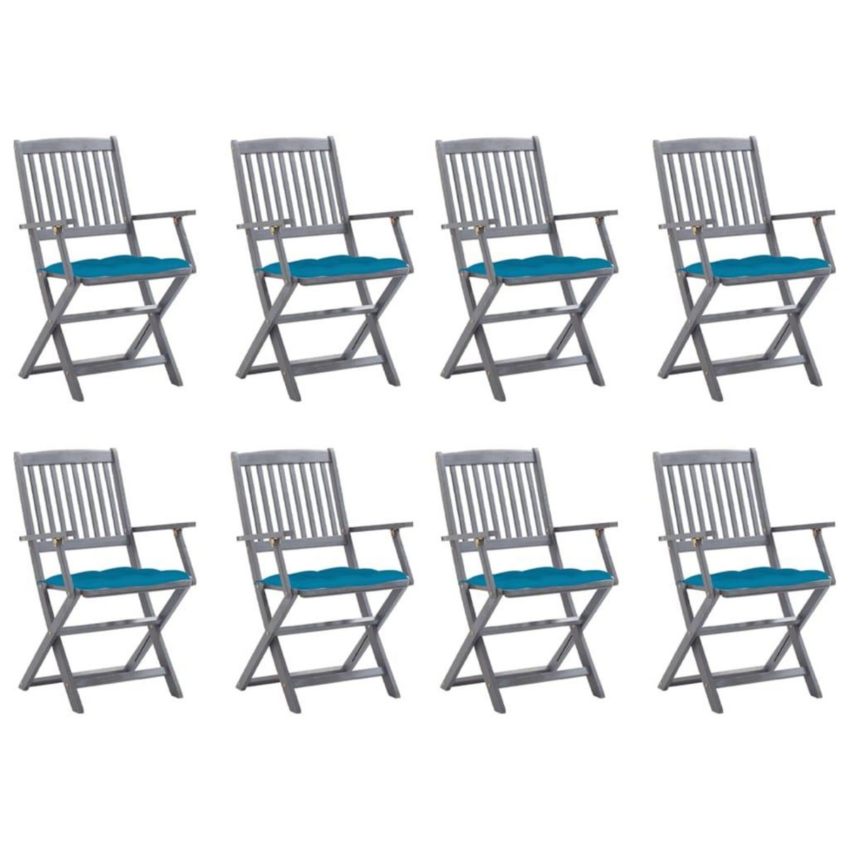VIDAXL Chaises pliables d'exterieur lot de 8 et coussins Bois d'acacia