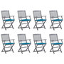 Voir la diapositive 1 : VIDAXL Chaises pliables d'exterieur lot de 8 et coussins Bois d'acacia