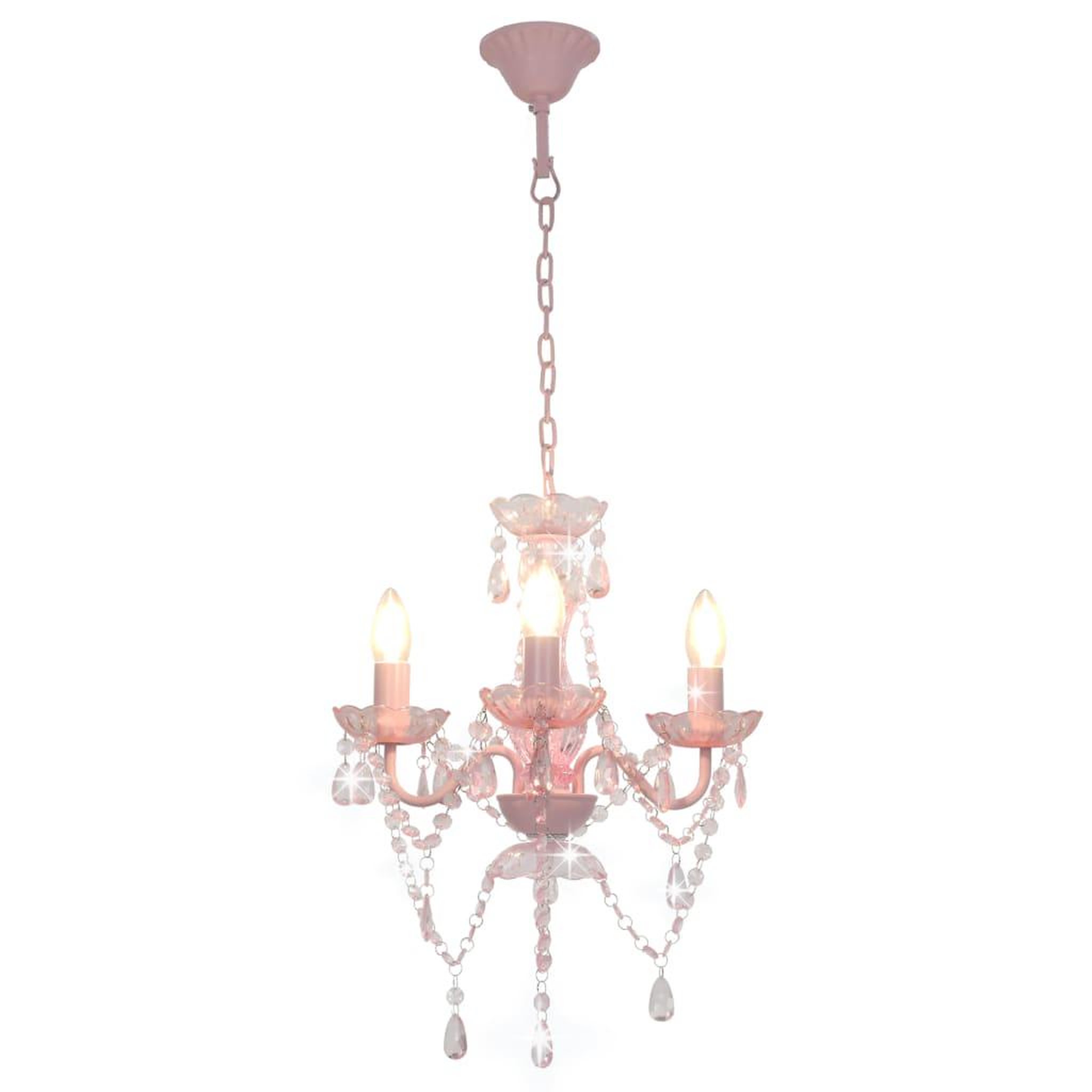 Voir la diapositive 2 : VIDAXL Lustre avec perles Rose Rond 3 x E14