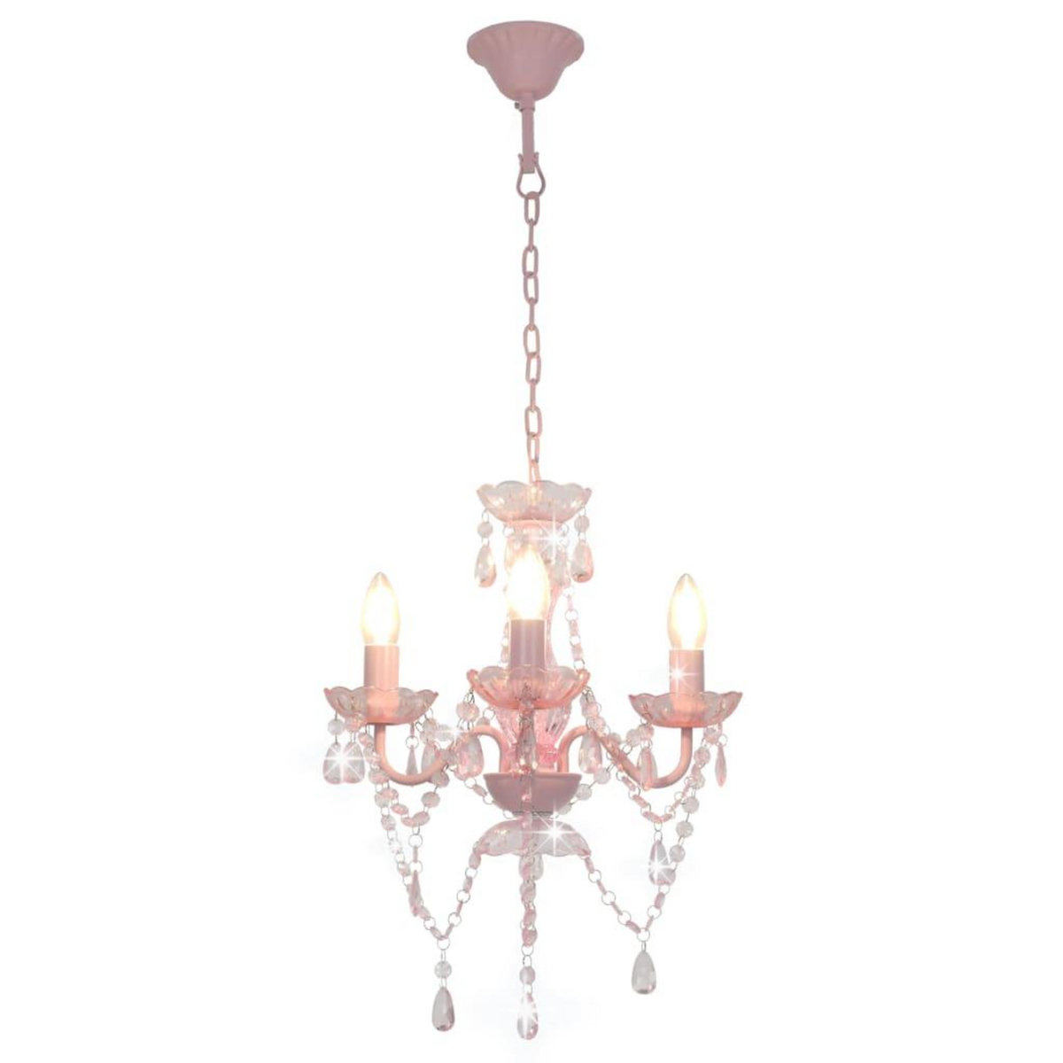 VIDAXL Lustre avec perles Rose Rond 3 x E14