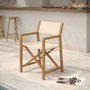 Voir la diapositive 2 : Rendez vous déco Chaise de jardin pliante en tissu beige clair et bois d'acacia-Tubod