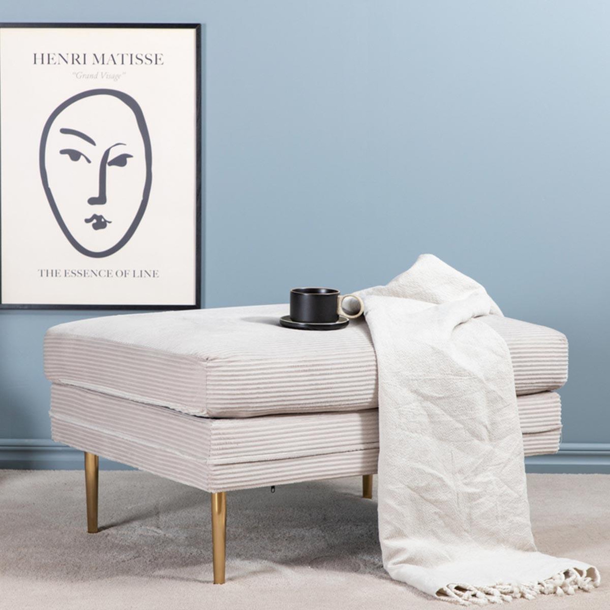 Voir la diapositive 6 : Paris Prix Pouf en velours côtelé  boom  90cm beige
