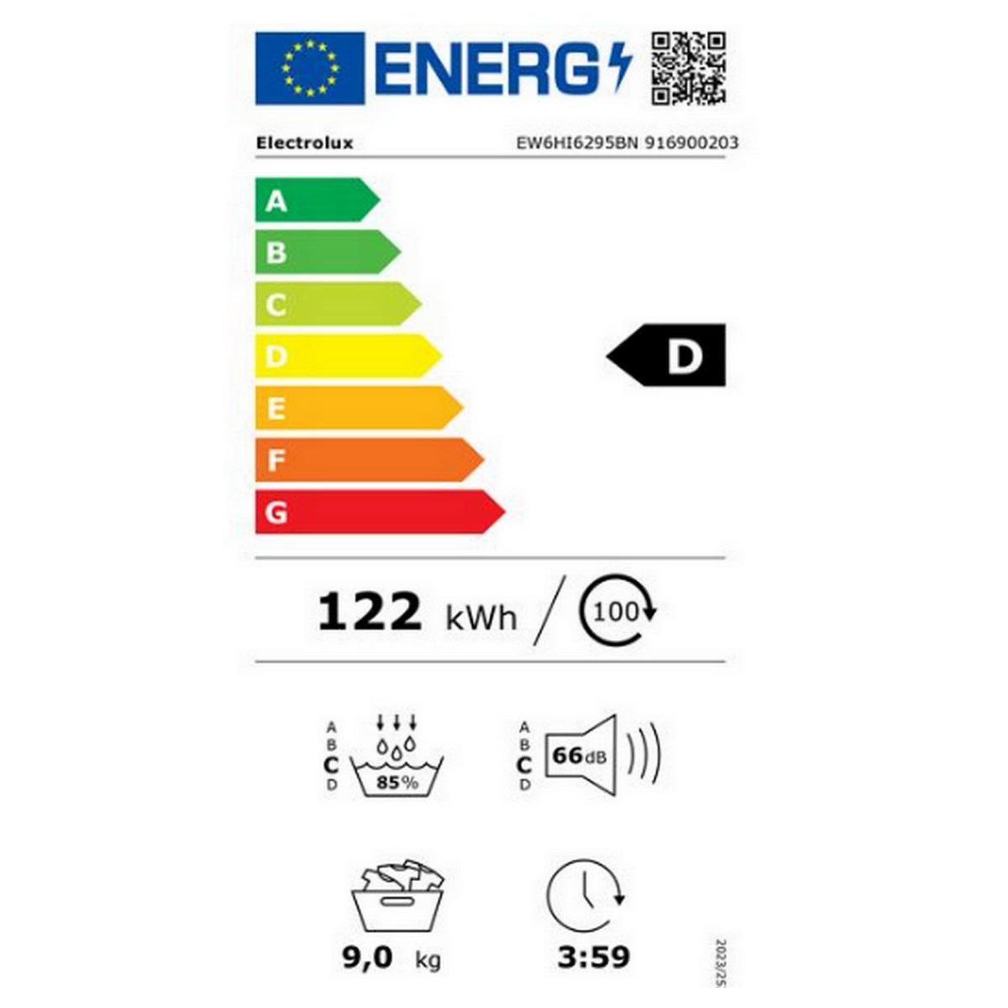 Voir la diapositive 2 : ELECTROLUX Sèche-linge pompe à chaleur 60cm 9kg blanc - ew6hi6295bn