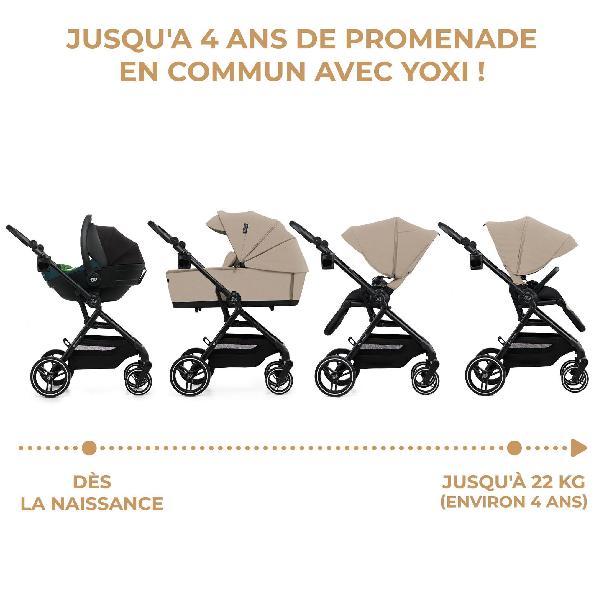 Voir la diapositive 4 : KINDERKRAFT Poussette 3 en 1 avec nacelle YOXI, roues anti-crevaison et accessoires