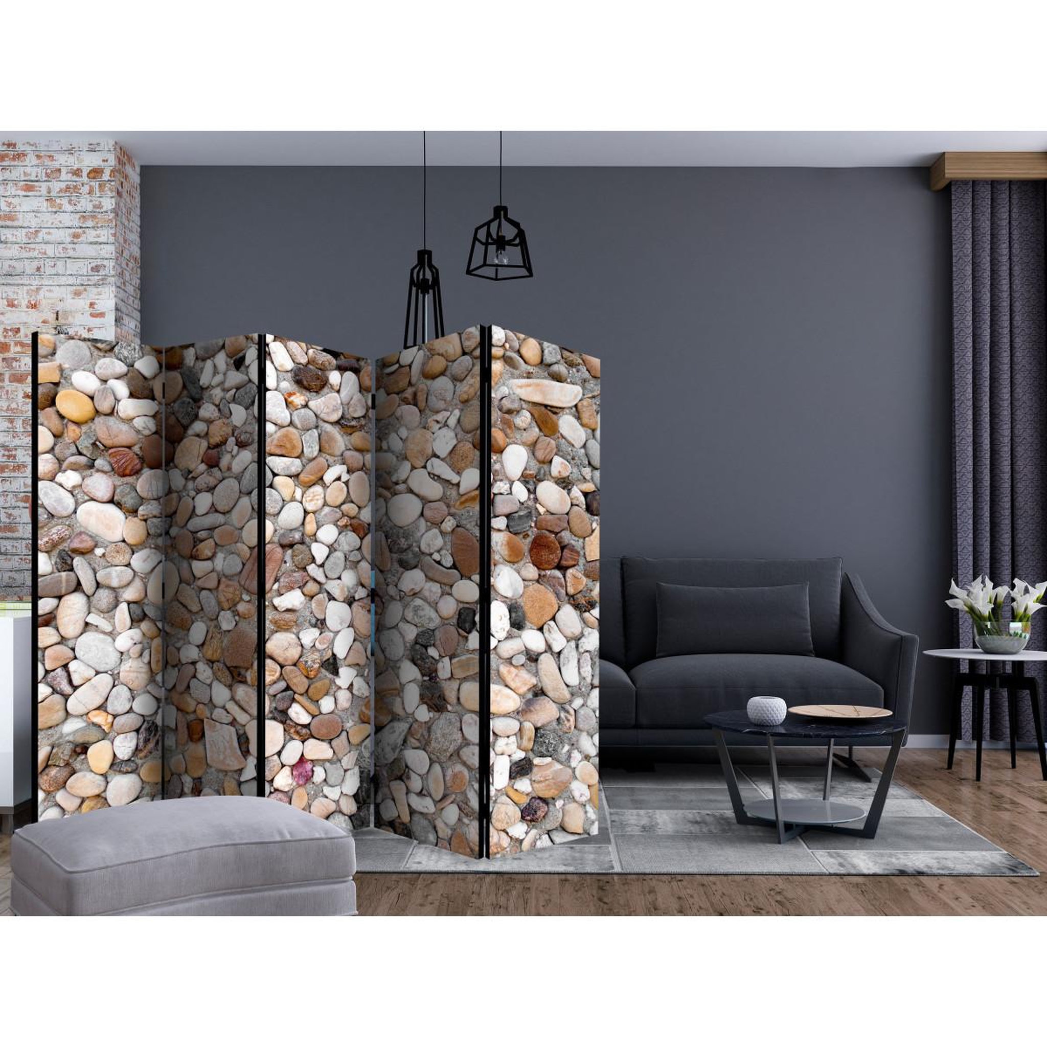 Voir la diapositive 2 : Paris Prix Paravent 5 volets  stone beach  172x225cm