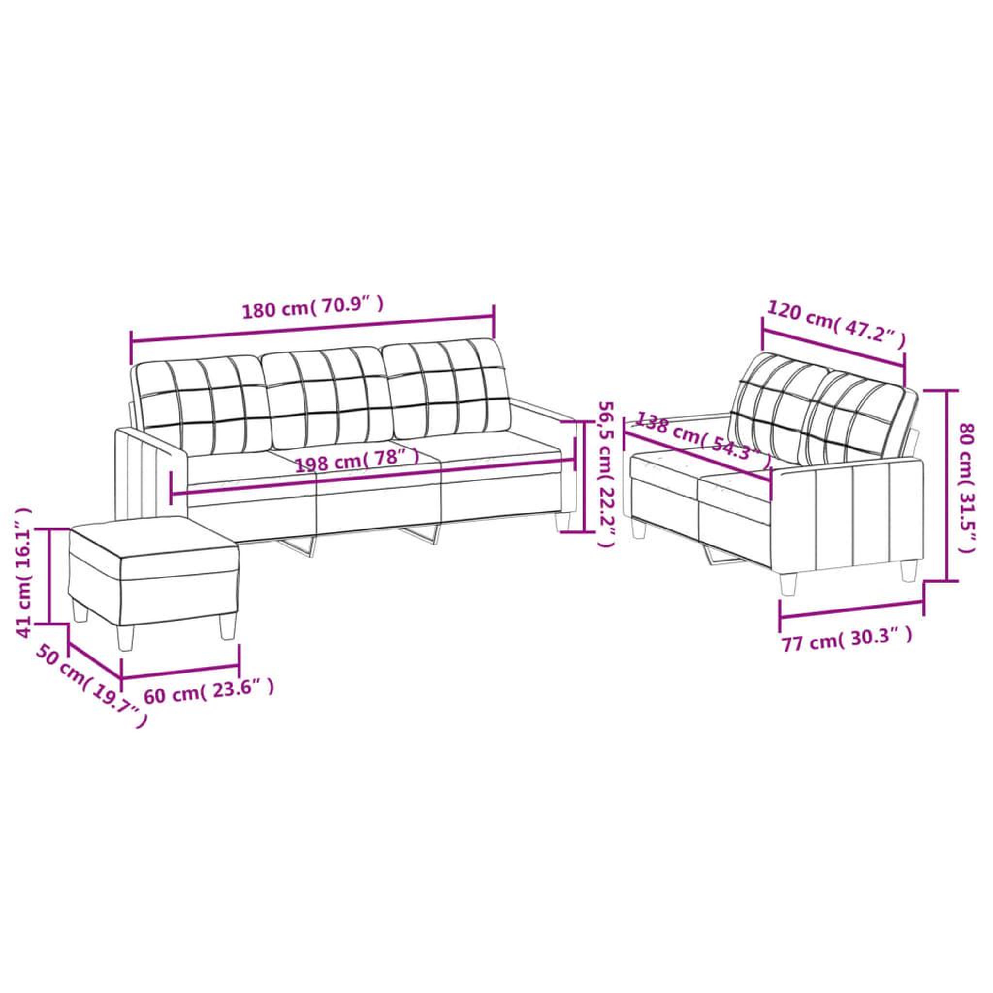 Voir la diapositive 6 : VIDAXL Ensemble de canapes 3 pcs avec coussins Creme Similicuir