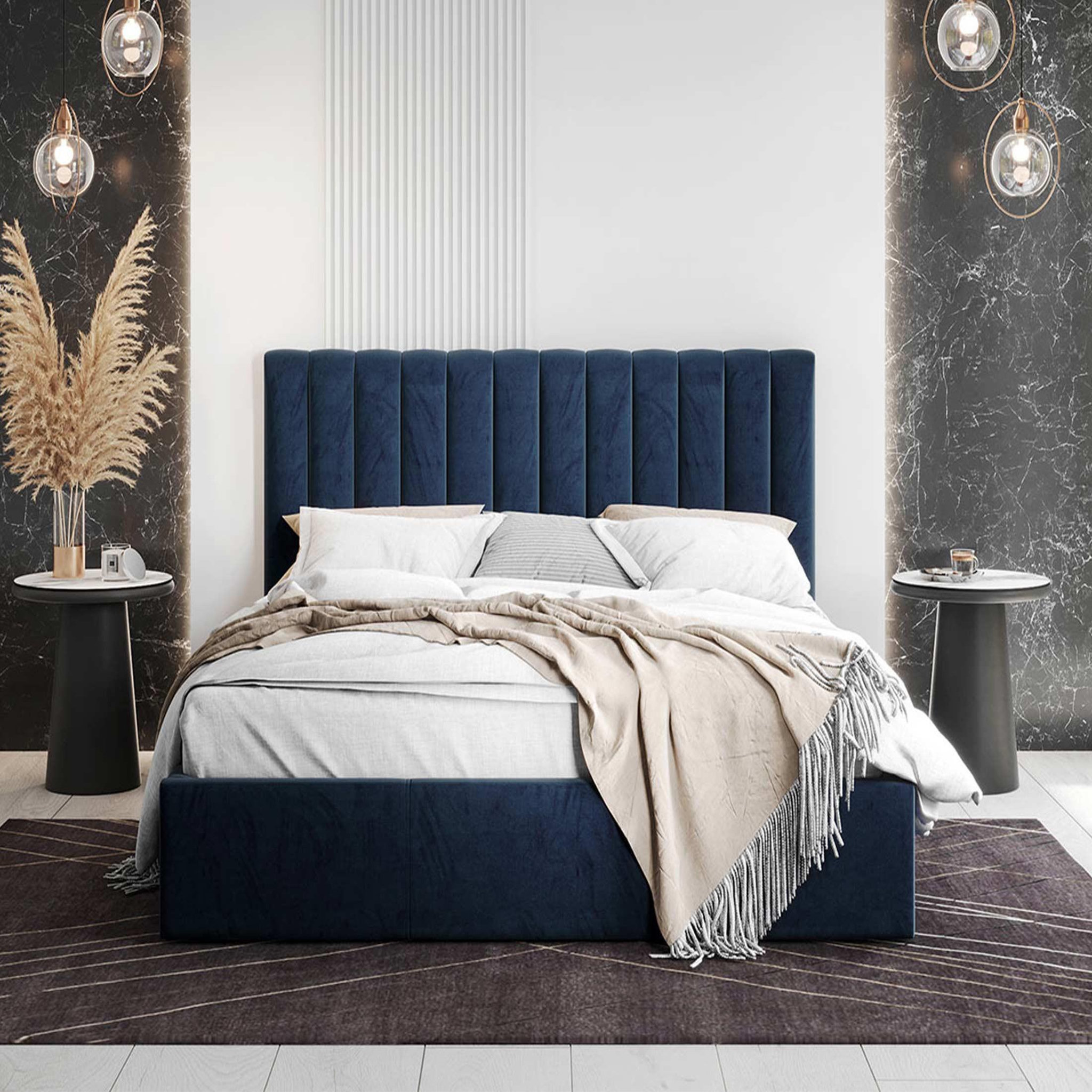Voir la diapositive 5 : BEST MOBILIER Rosario - lit coffre - 160x200 - sommier inclus - en velours