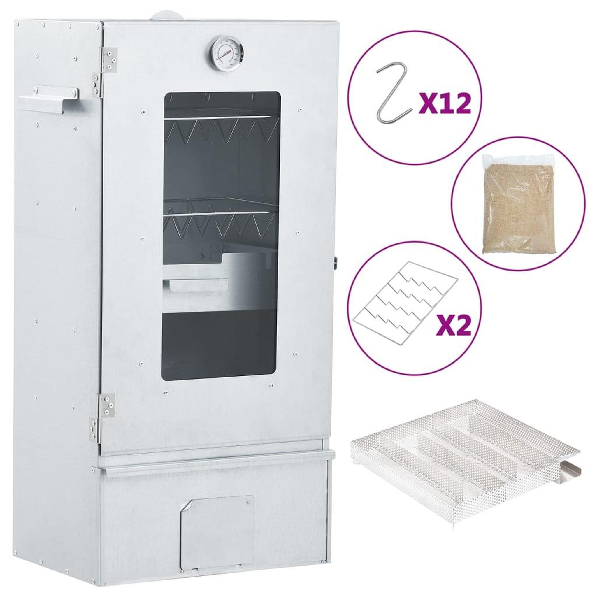 VIDAXL Fumoir a four a BBQ generateur de fumee froide acier galvanise