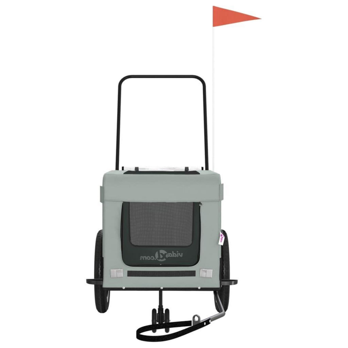 VIDAXL Remorque de velo pour animaux de compagnie gris et noir