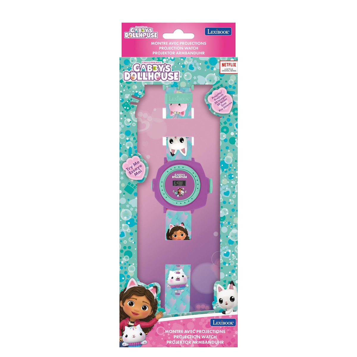 Lexibook Montre digitale avec projection Gabby et la Maison Magique
