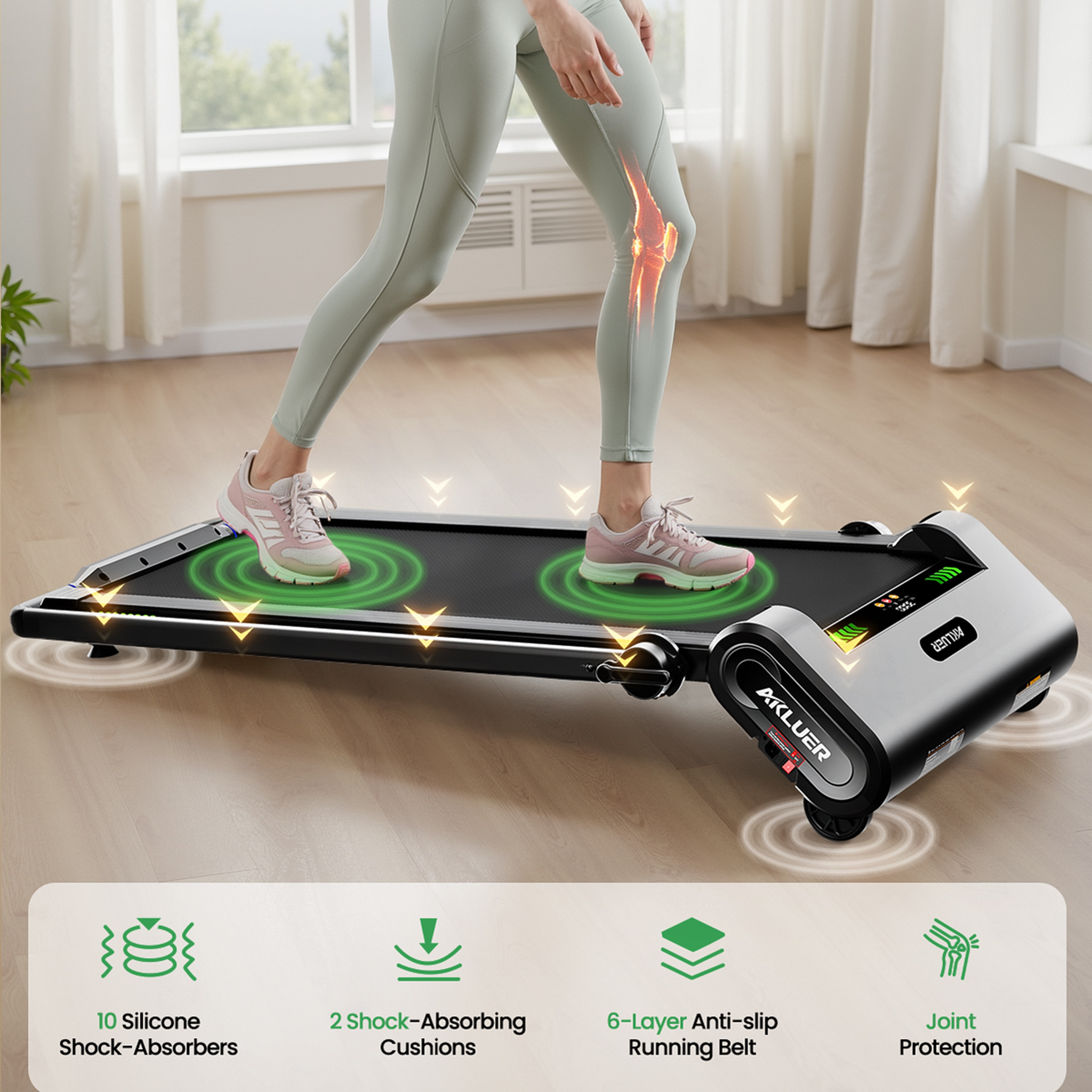 Voir la diapositive 6 : AKLUER Tapis de course pliable akluer h1-b à placer sous un bureau