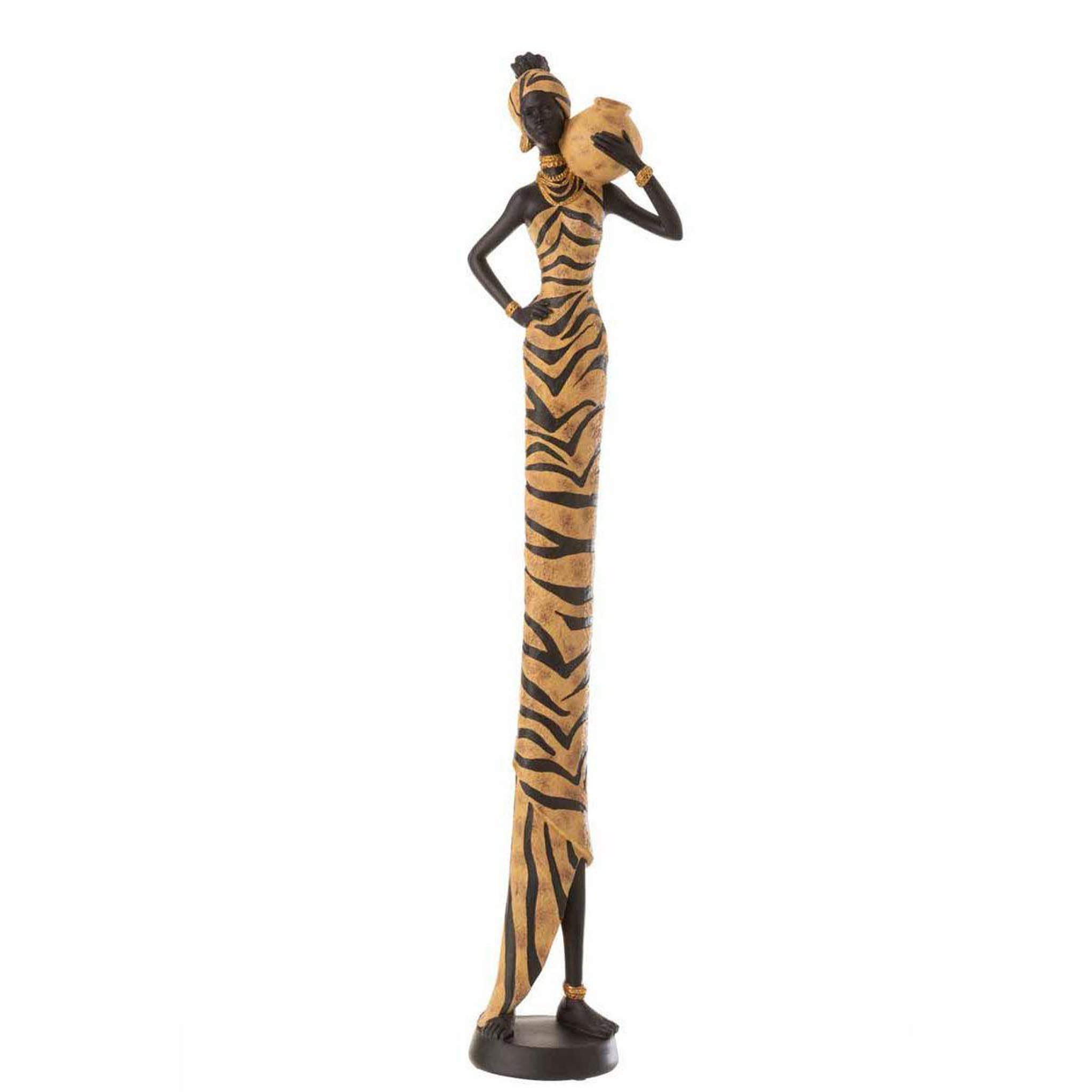J-LINE Statue déco  africaine zèbre  84cm noir & marron