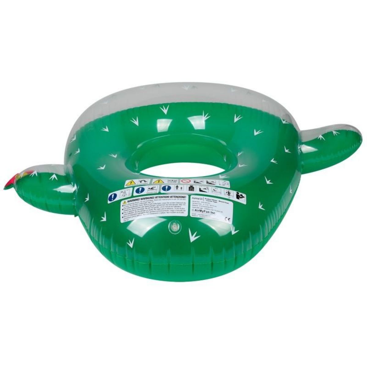 AIRMYFUN Bouée Gonflable Ronde XXL pour Piscine & Plage Ultra Confort, Flotteur Deluxe - Cactus ø130cm