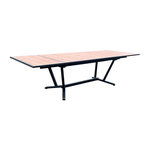 Proloisirs Table extensible - ELENA - Aluminium époxy graphite - Plateau lames fibre stone bois structure - 185/241/298 x 108 cm