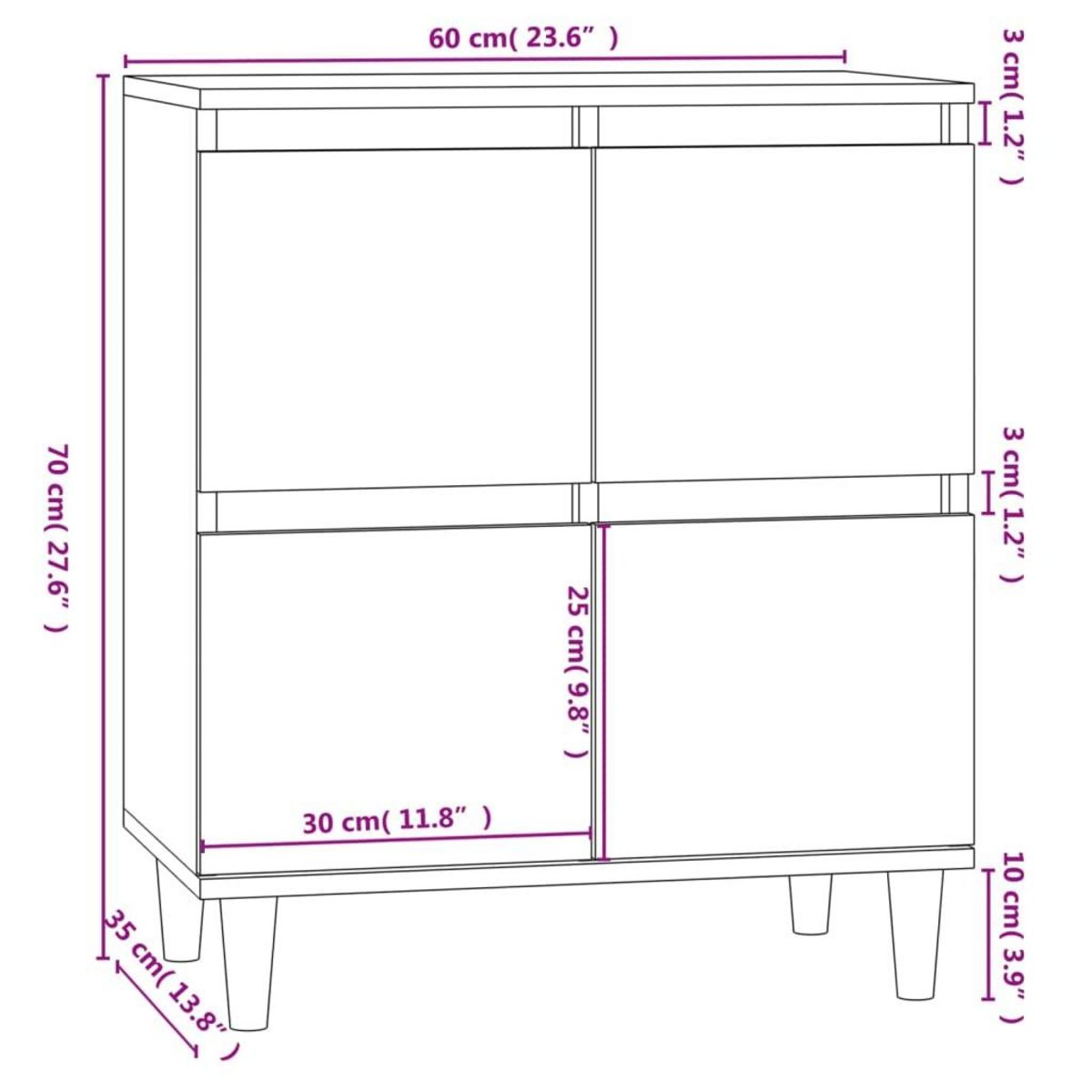 VIDAXL Buffet Blanc 60x35x70 cm Bois d'ingenierie