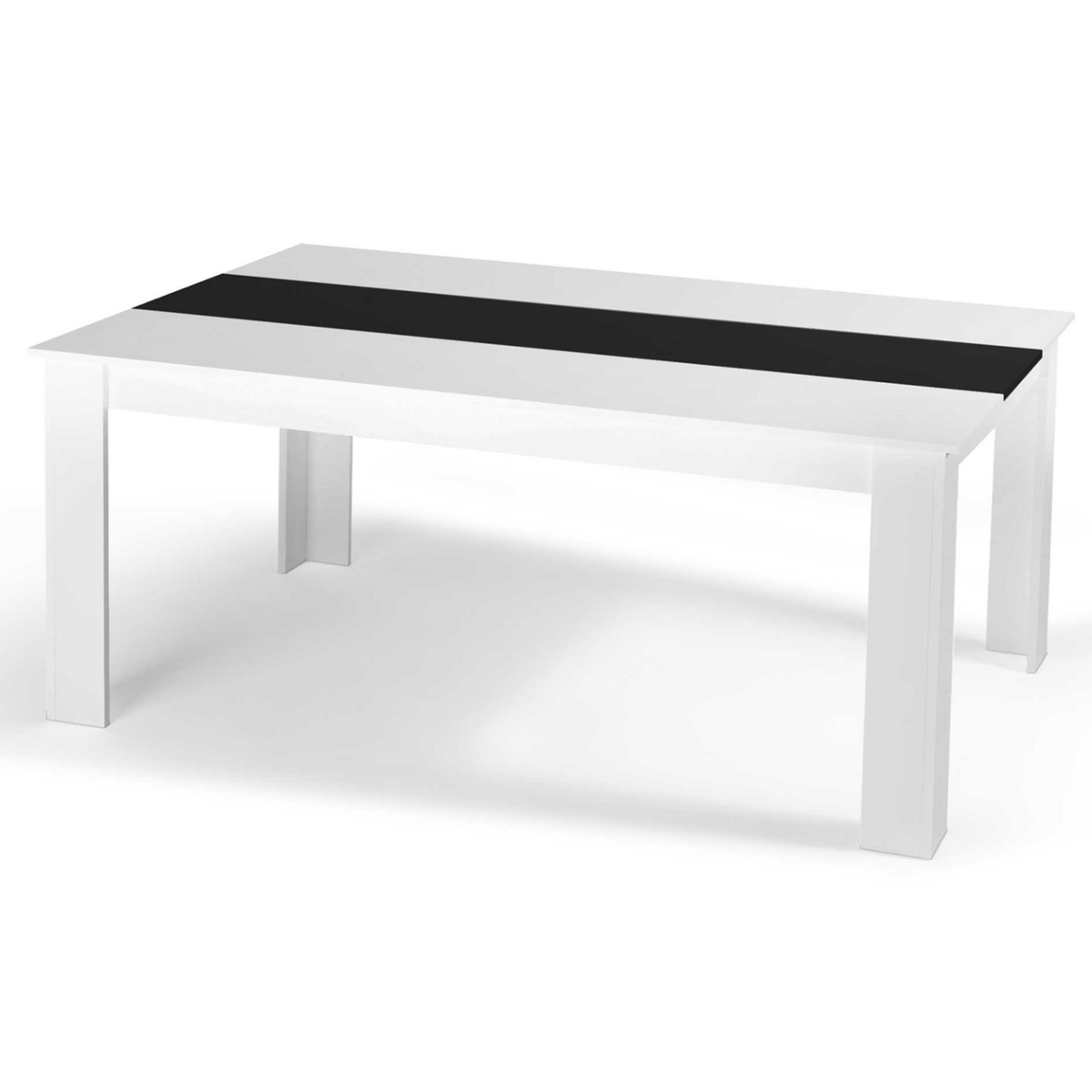 ID MARKET Table à manger rectangle GEORGIA 8 personnes blanche et noire 160 x 90 cm