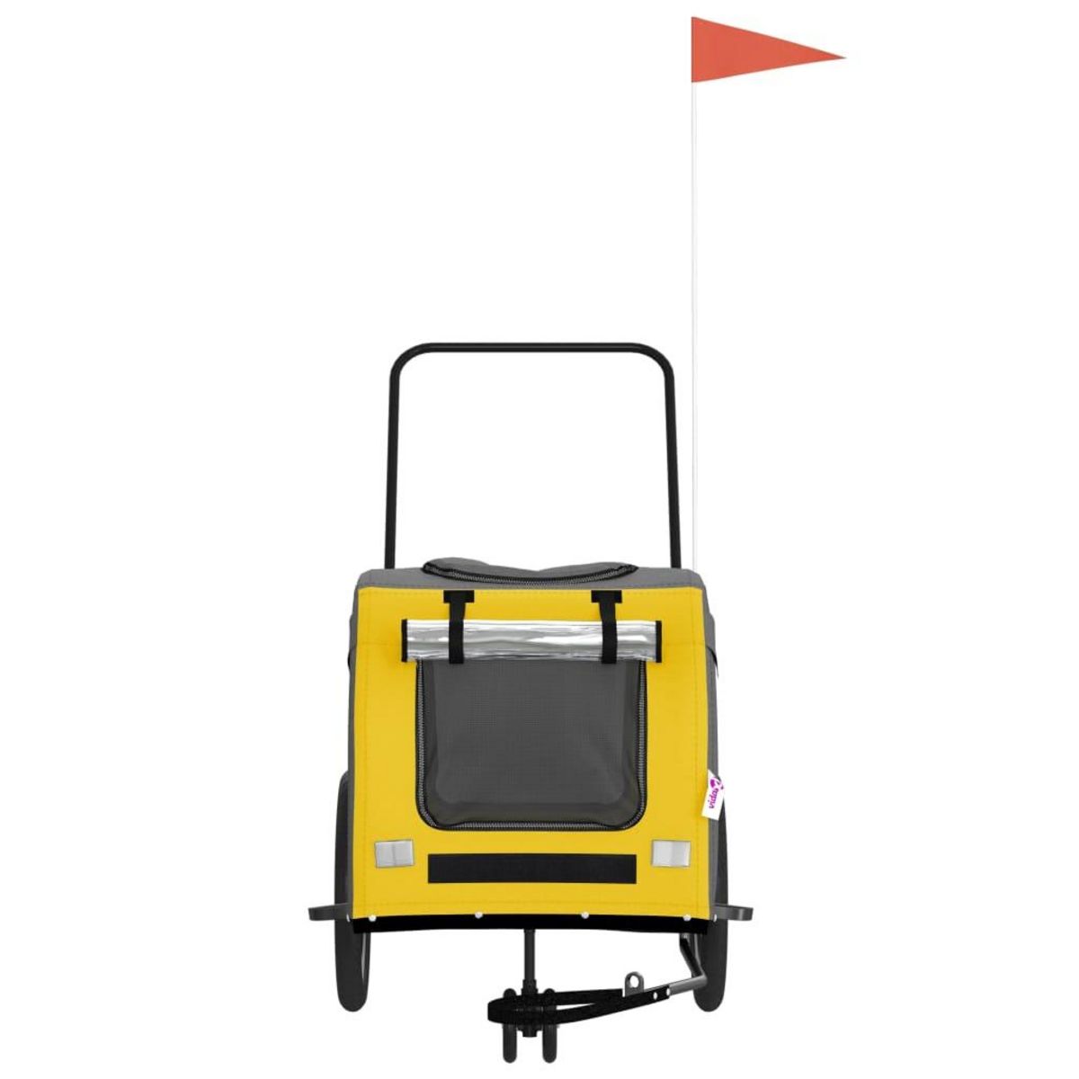 VIDAXL Remorque de velo pour animaux de compagnie jaune et gris