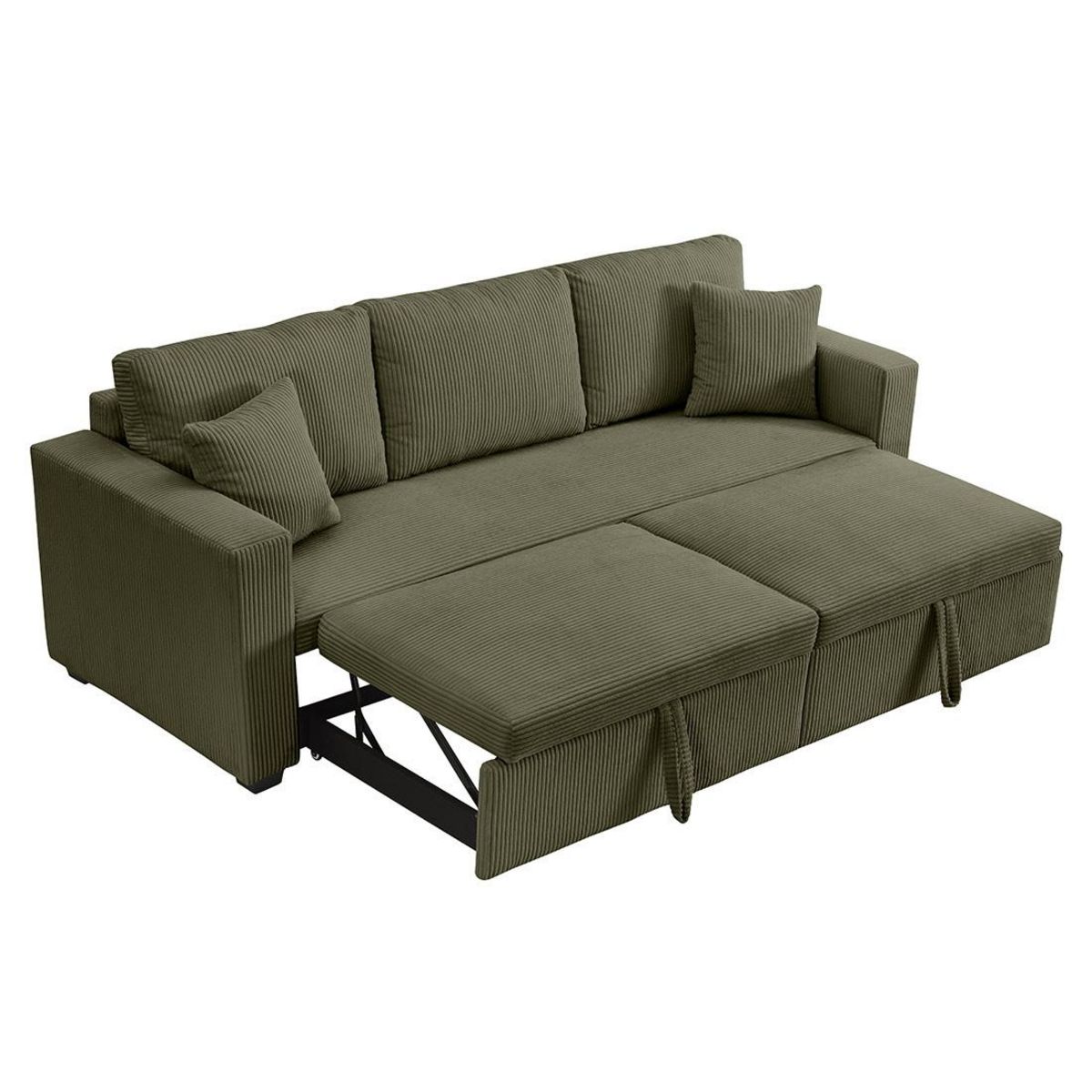 BEST MOBILIER Cyrus - canapé droit 3 places convertible en velours côtelé