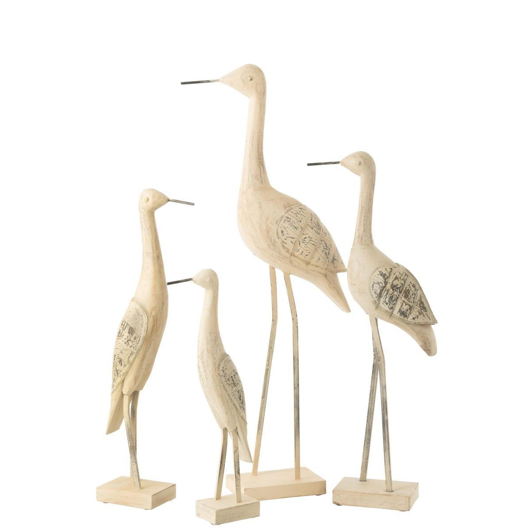 Voir la diapositive 2 : J-LINE Statue déco oiseau en bois  denny  48cm naturel