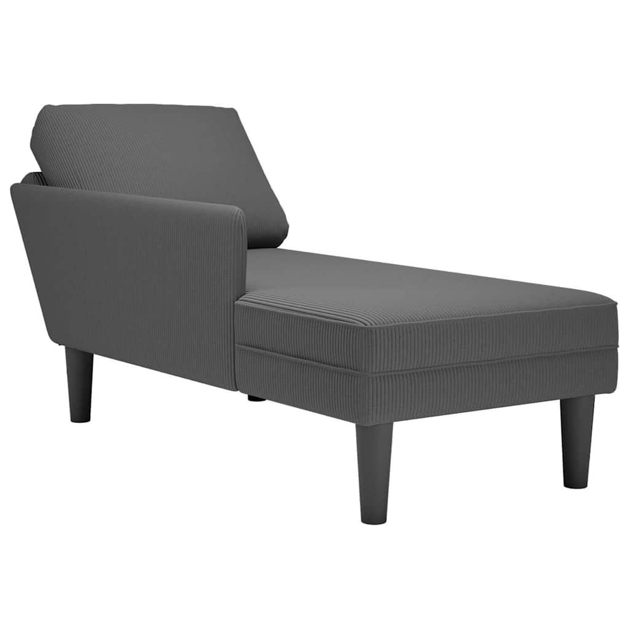 VIDAXL Chaise longue avec coussin gris fonce tissu en velours cotele