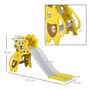 Voir la diapositive 3 : HOMCOM Toboggan enfant 18-36 mois - panier basket, ballon, pompe inclus - HDPE jaune gris