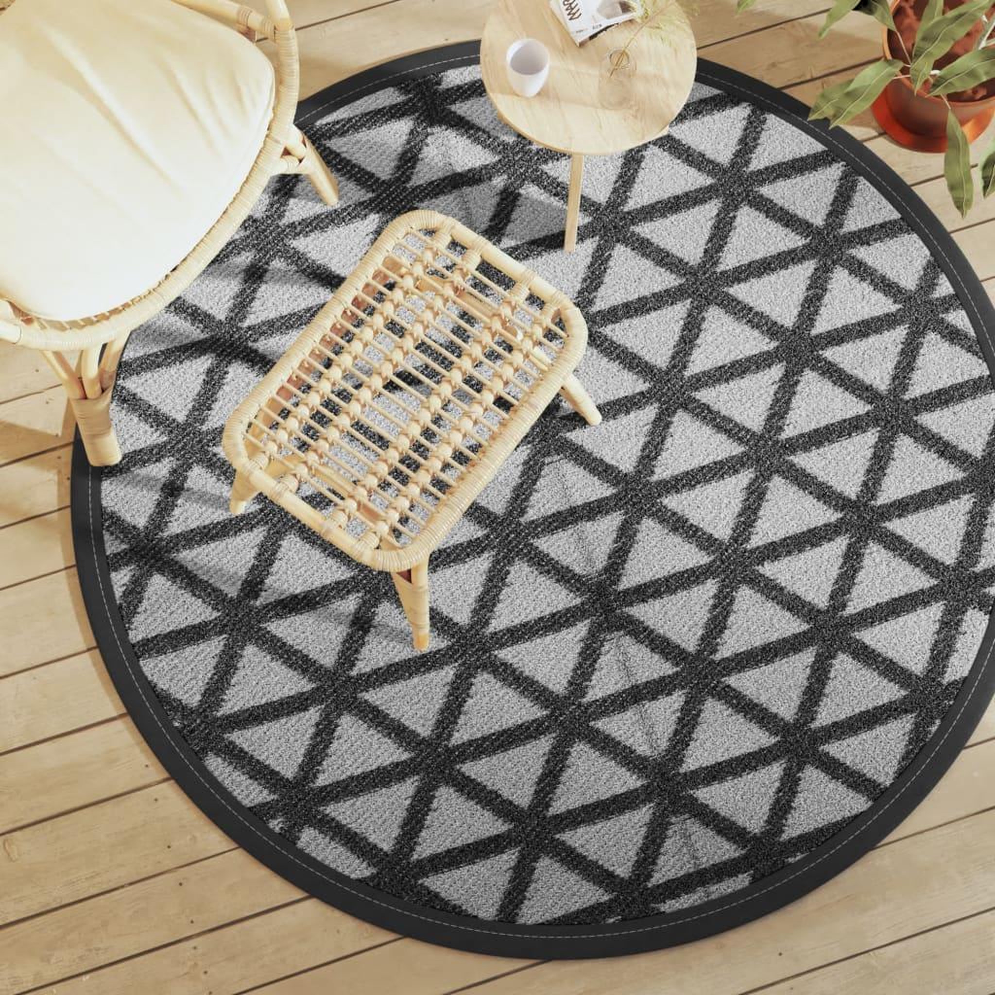 VIDAXL Tapis d'exterieur ARAKIL noir Ø160 cm PP