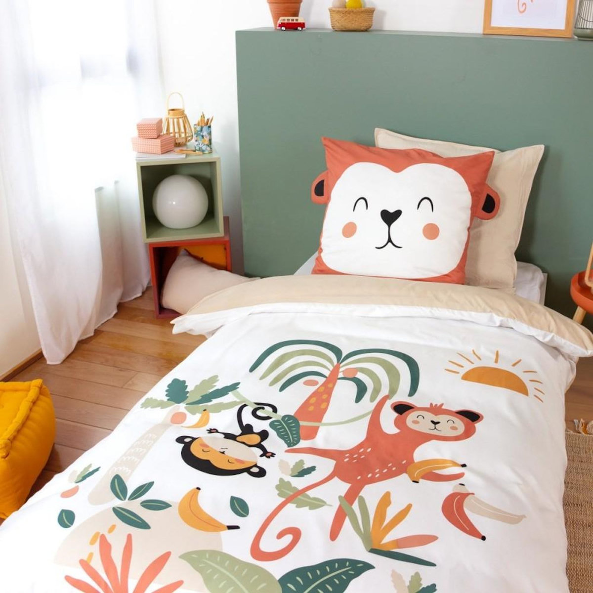 COTE DECO Housse de couette enfant 140x200 + 1 taie avec oreilles