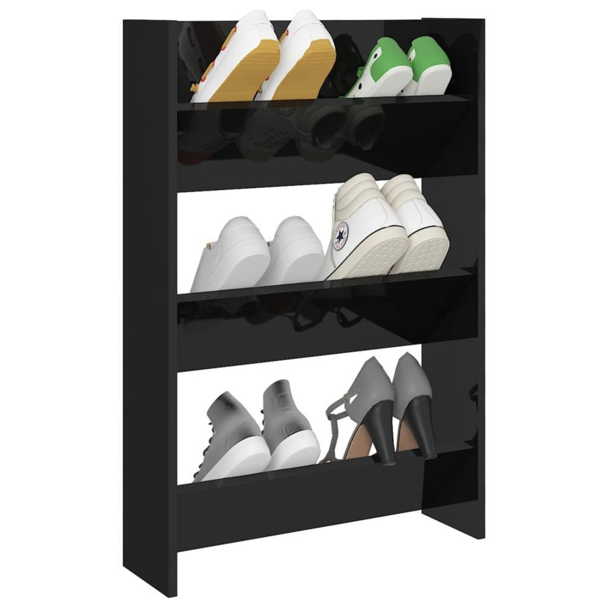 VIDAXL Armoire a chaussures murale noir brillant bois d'ingenierie