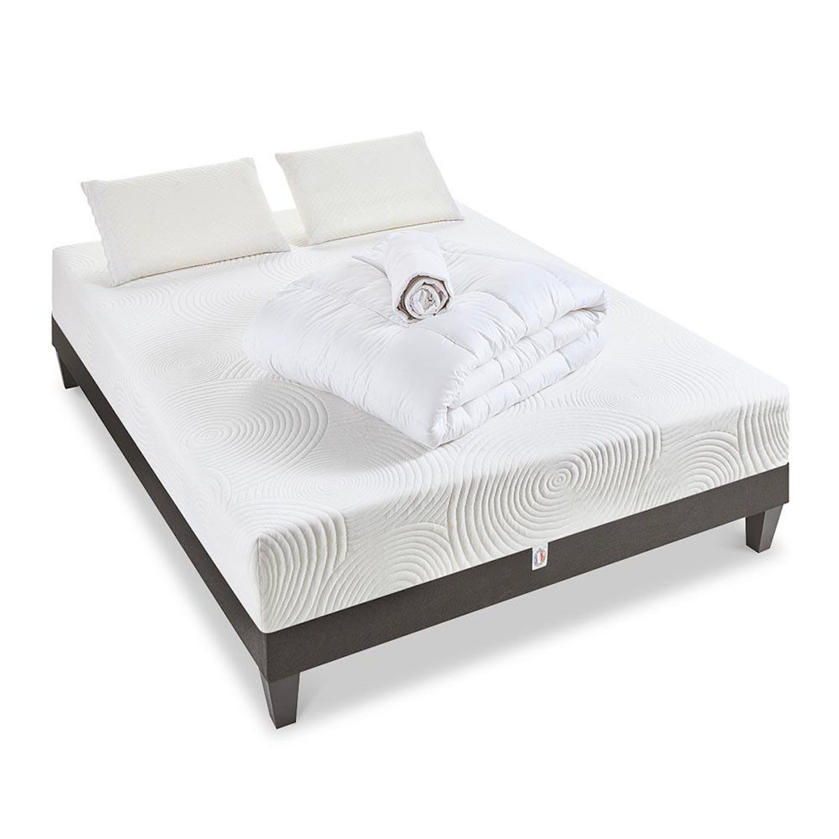 BELLECOUR BELLECOUR LITERIE | Pack Prêt à dormir VOSGES | Matelas Mousse Haute Densité + Sommier + Accessoires