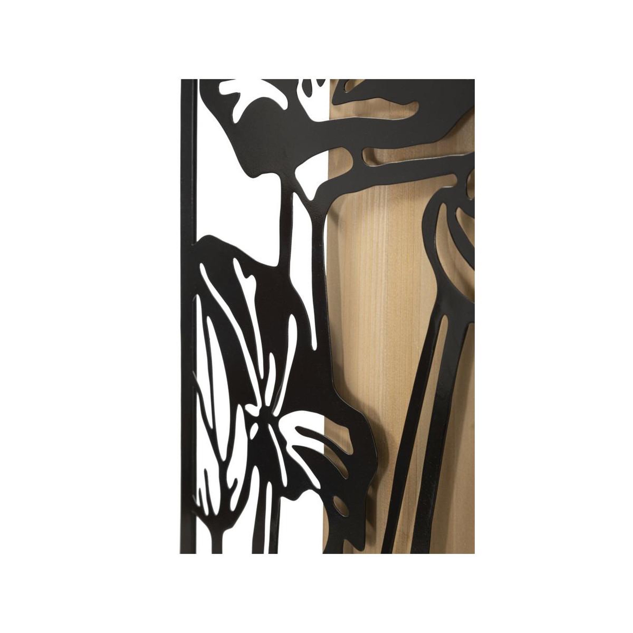 Voir la diapositive 4 : Paris Prix Décoration murale encadrée  lotus  90cm noir & naturel