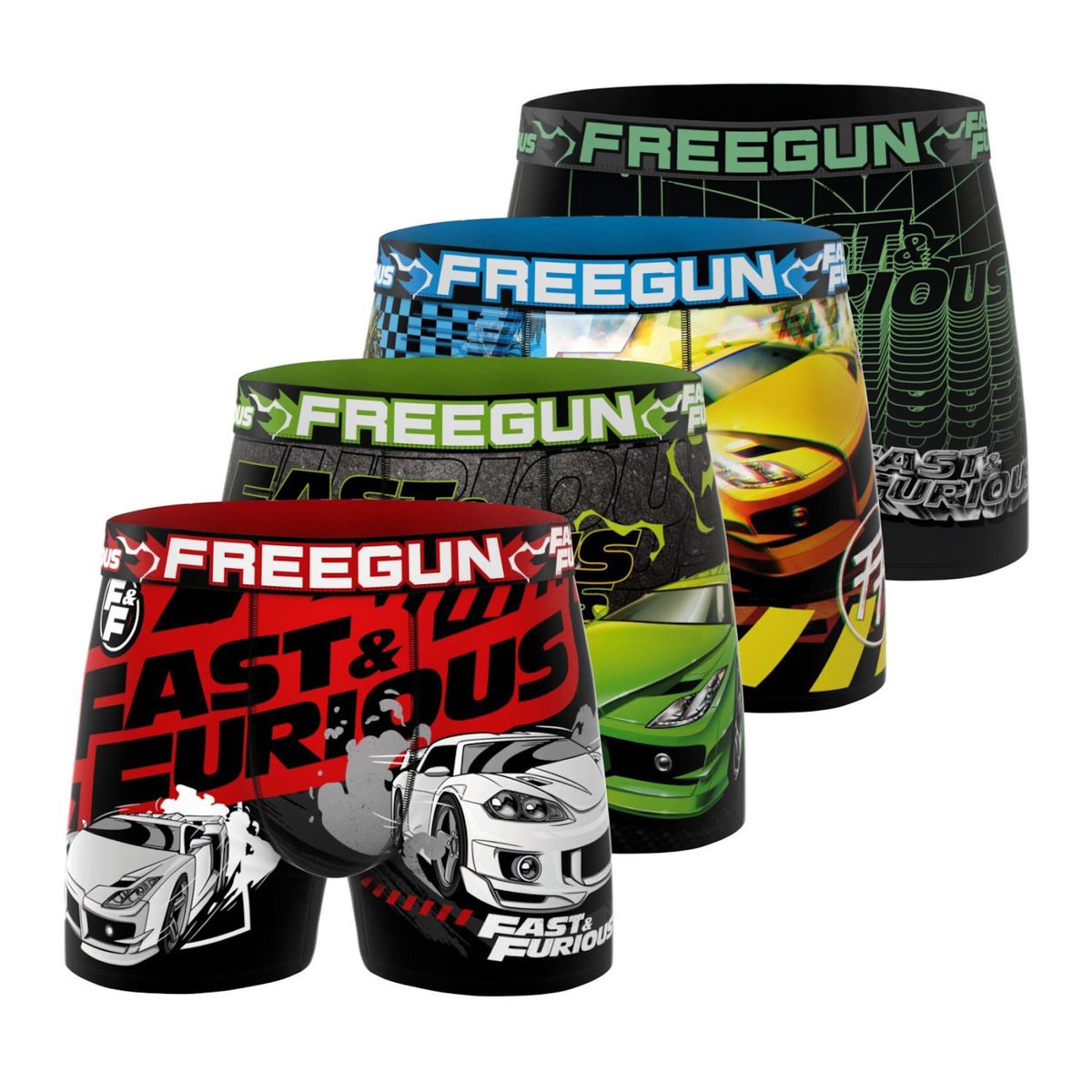 FREEGUN Lot de 4 boxers homme Fast and furious
