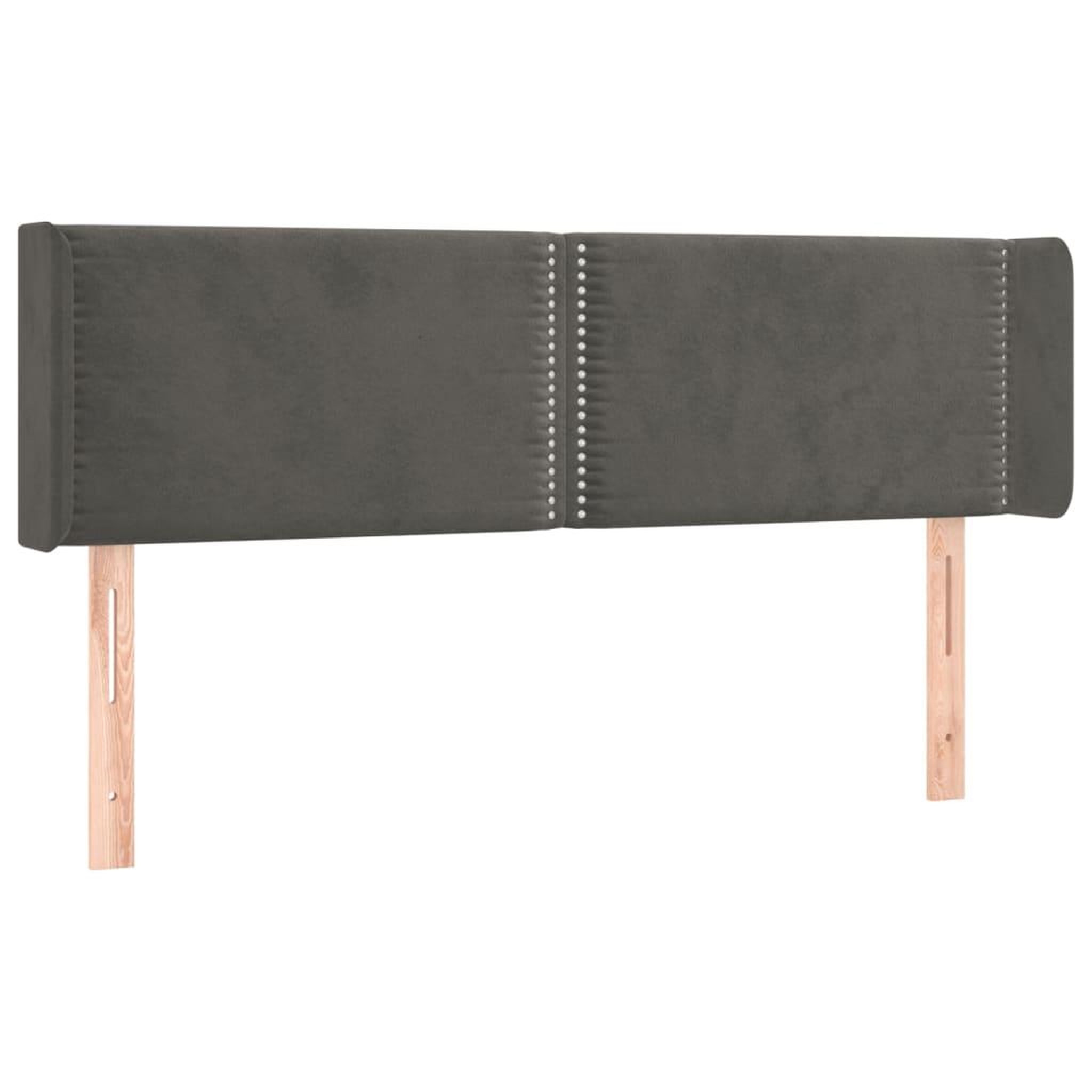 Voir la diapositive 2 : VIDAXL Tete de lit avec oreilles Gris fonce 147x16x78/88 cm Velours