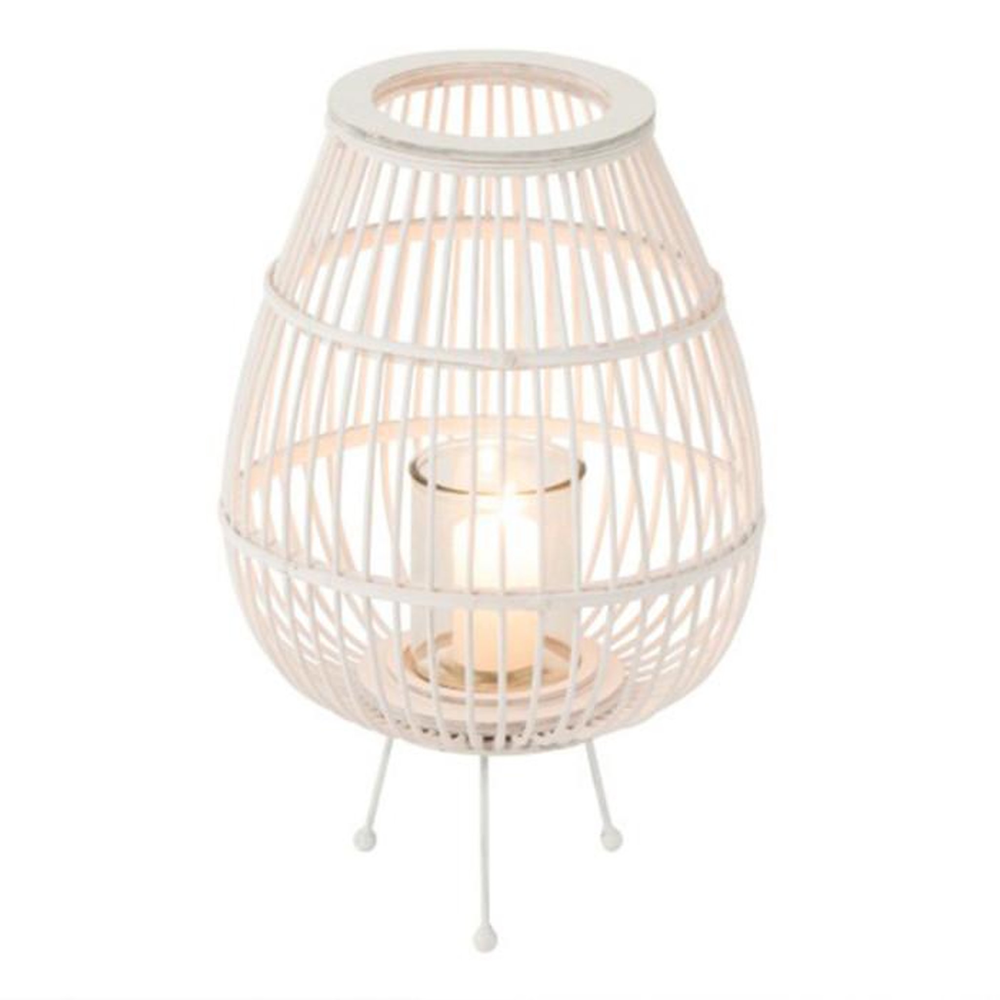 Voir la diapositive 3 : Paris Prix Lanterne sur Pied en Bambou  Daya  47cm Blanc