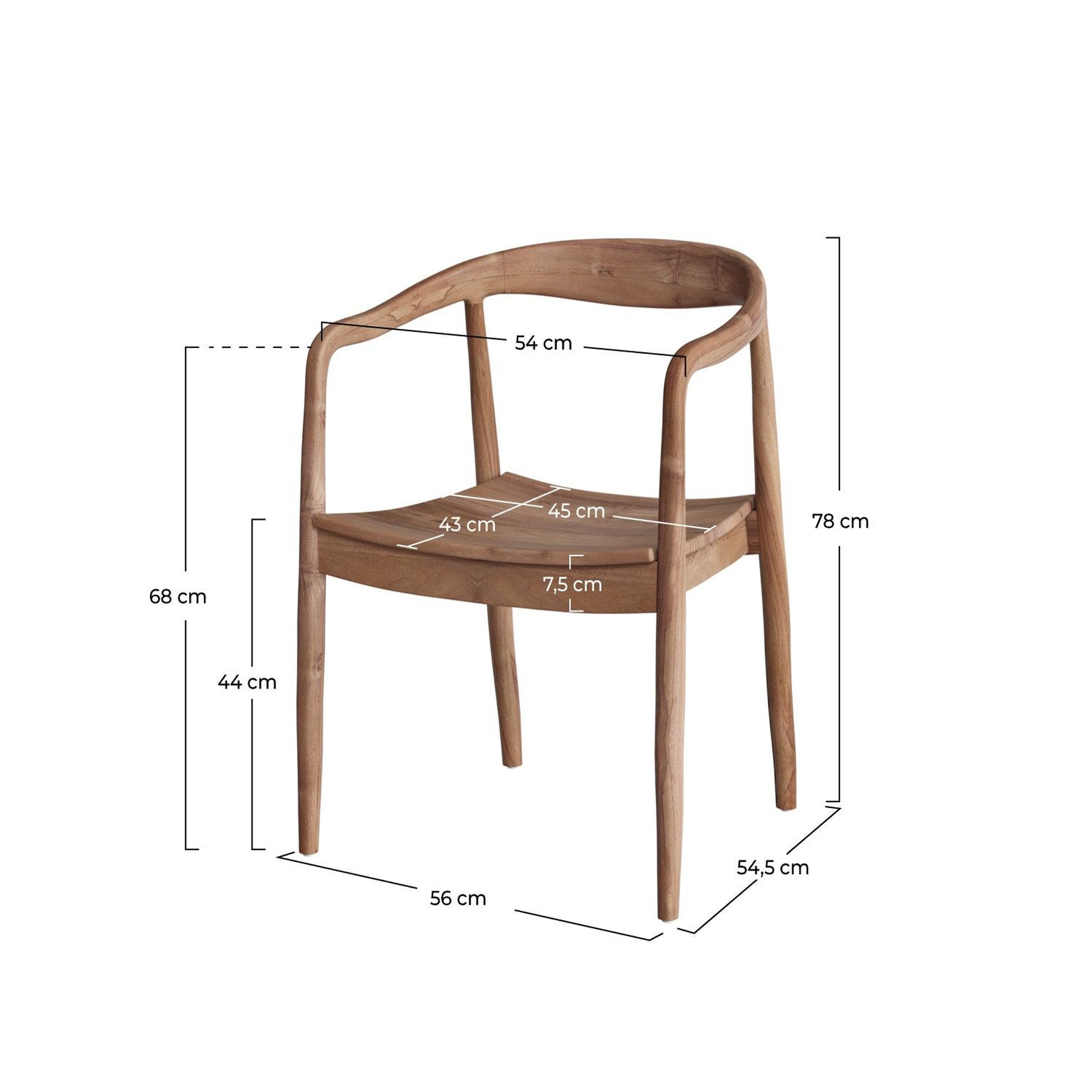 Voir la diapositive 4 : MAISON PAVANE Chaise en bois de teck biseauté-lombok