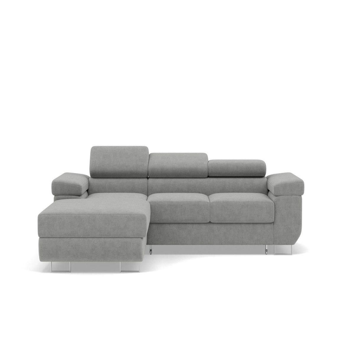 BEST MOBILIER Pablo - canapé d'angle gauche - 6 places - convertible avec coffre et têtières réglables - en velours côtelé