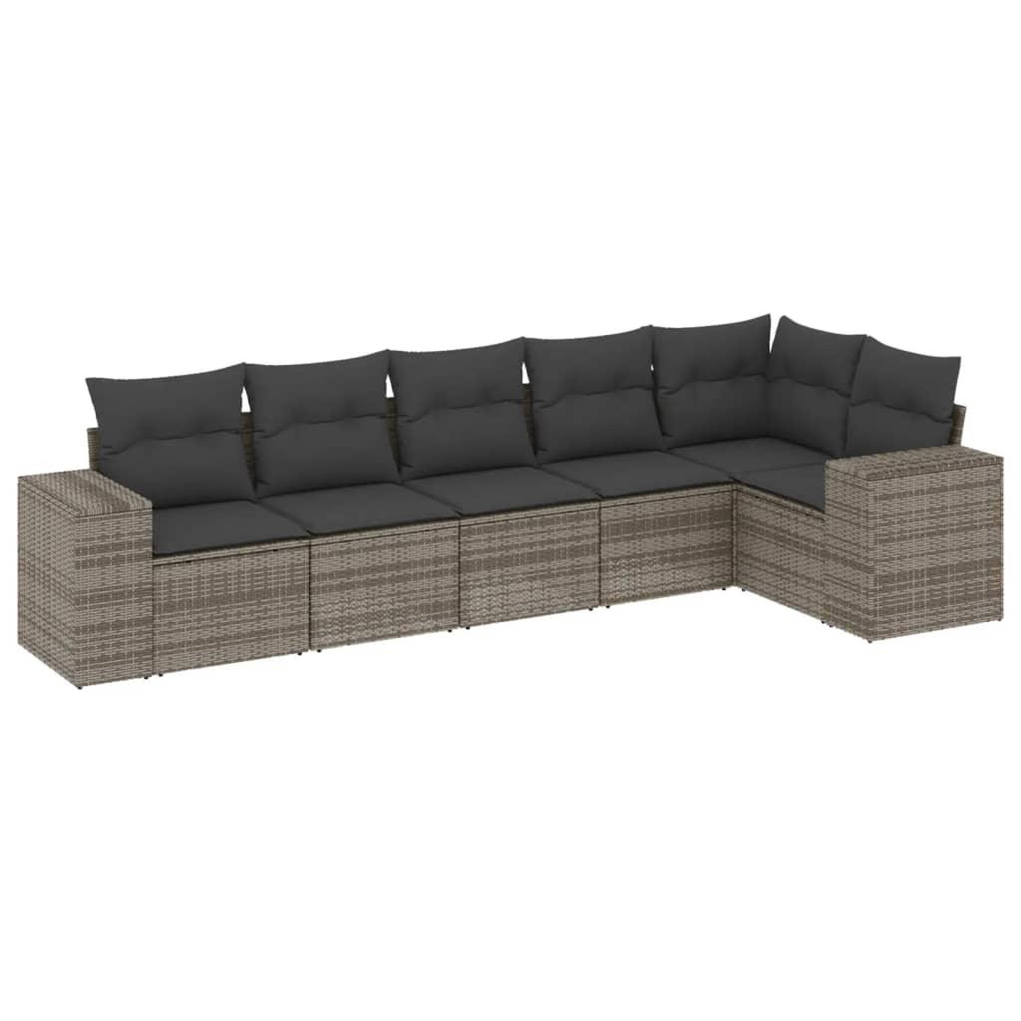 Voir la diapositive 2 : VIDAXL Salon de jardin 6 pcs avec coussins gris resine tressee