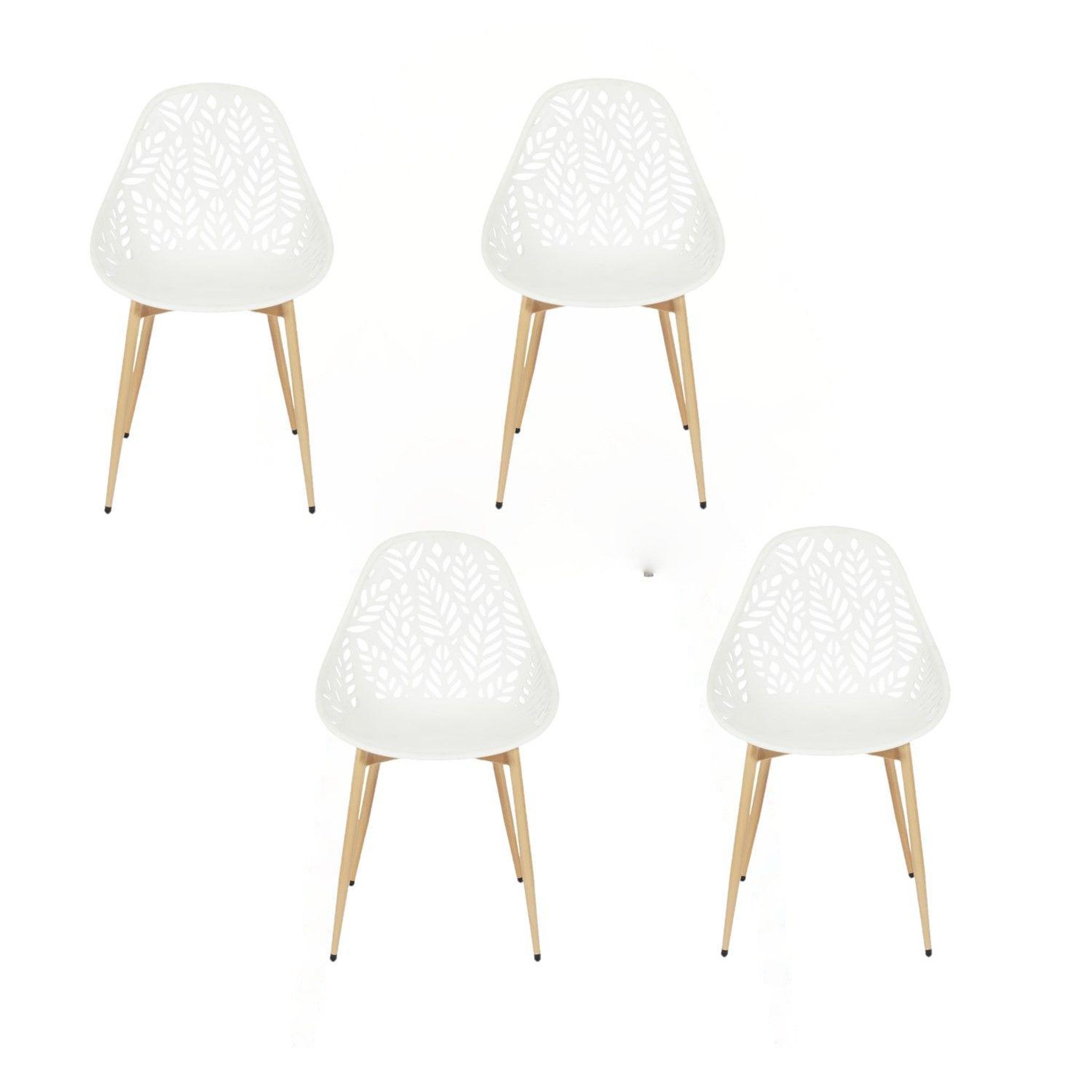 The Home Deco Factory Lot de 4 chaises d'extérieur Calvi en polypropylène. Coloris disponibles : Gris, Blanc, Marron
