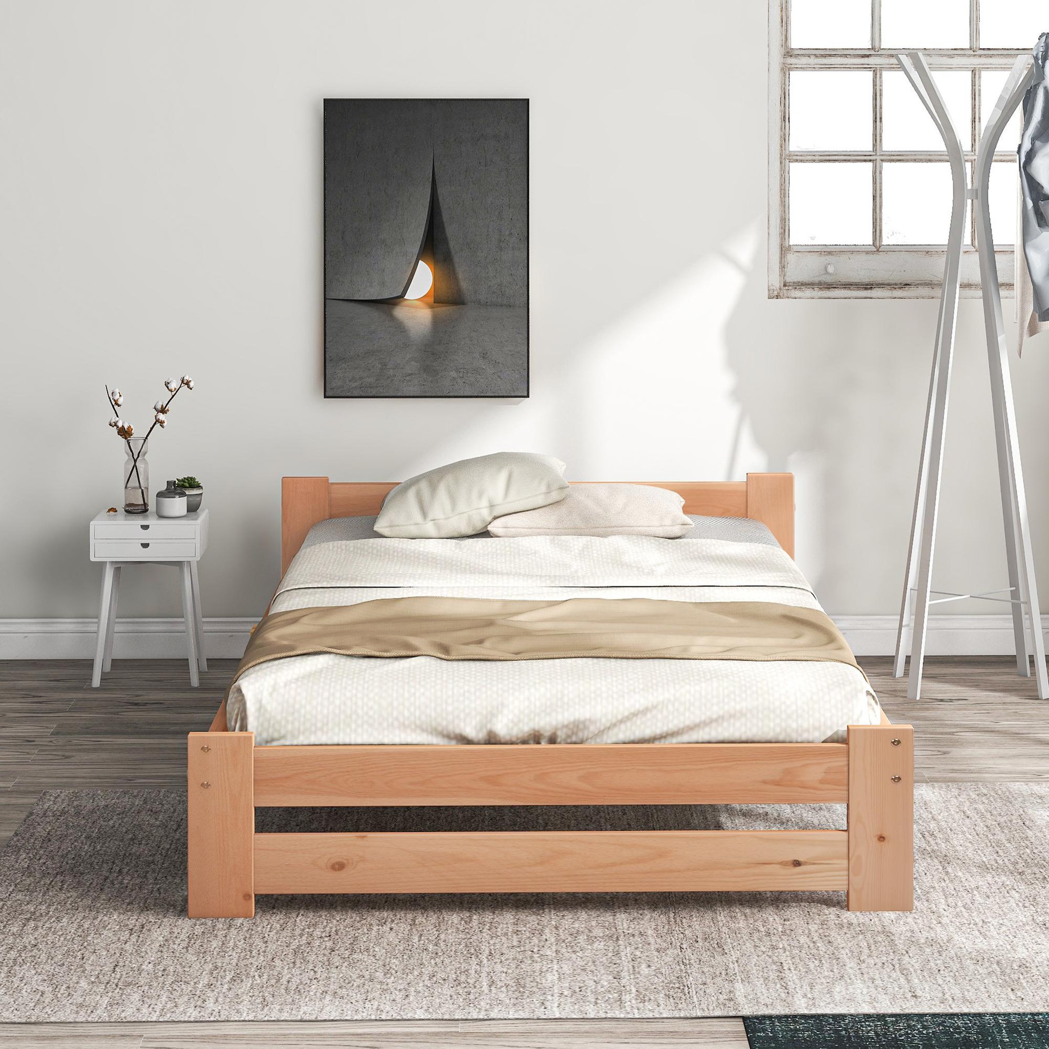 Voir la diapositive 4 : MERAX Lit simple 90x200cm bois coloris naturel