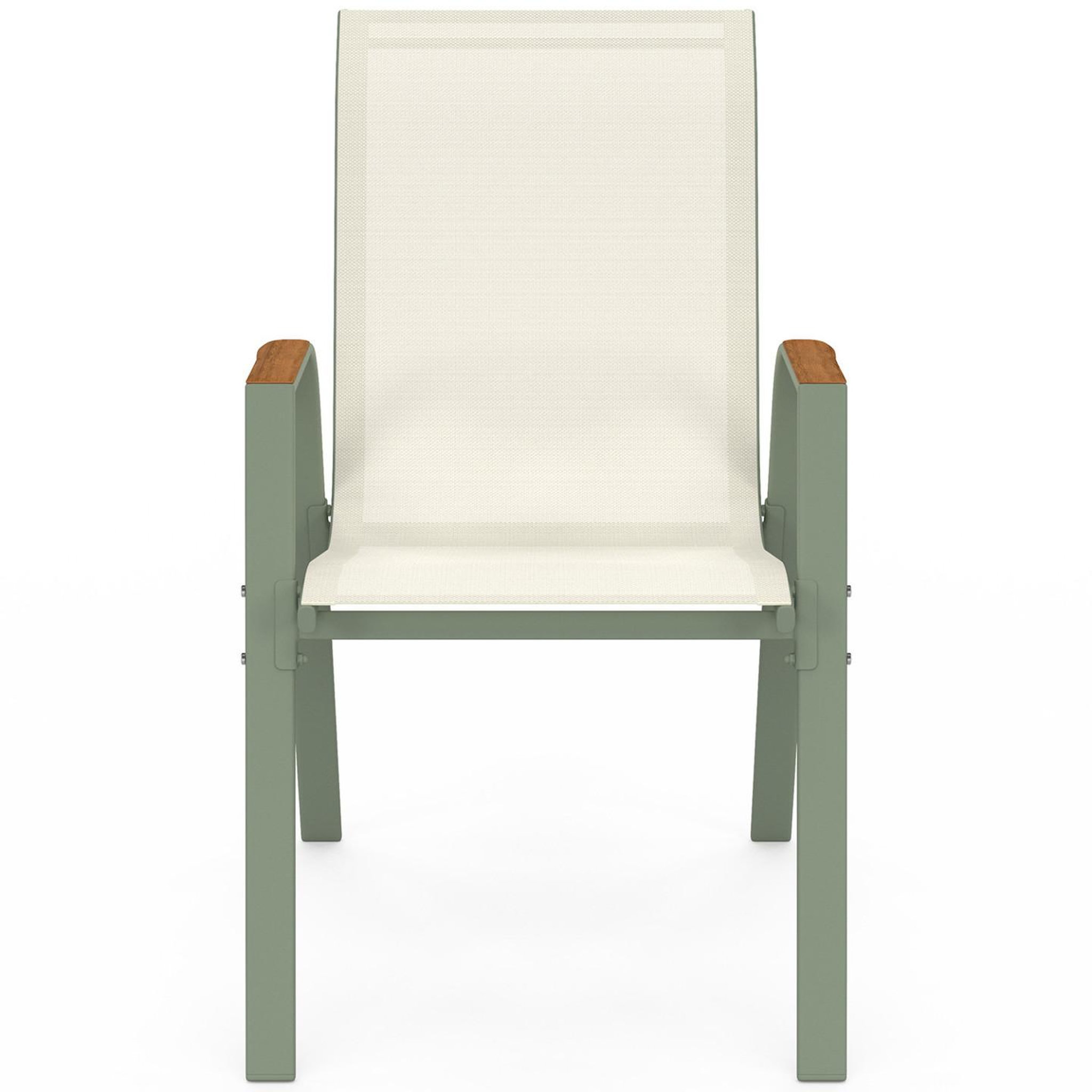 Voir la diapositive 3 : ID MARKET Lot de 6 chaises de jardin noumea métal et textilène empilables vert et bois