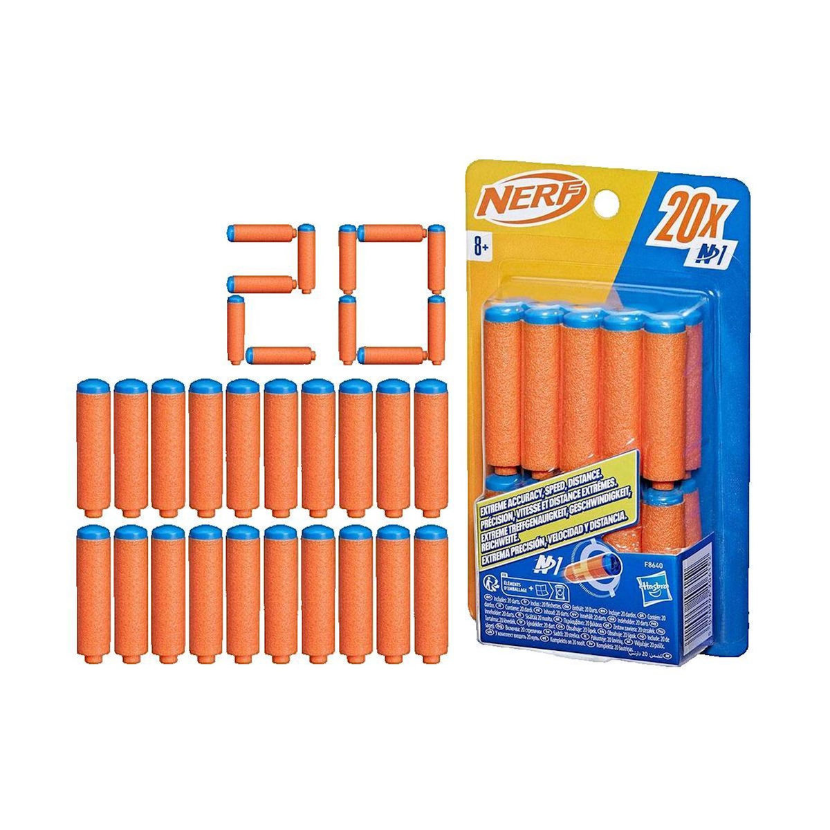 Nerf Fléchettes Nerf N Series - Lot de 20 - Orange/Bleu