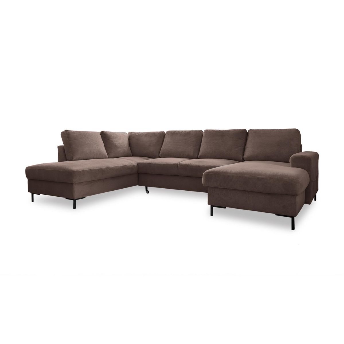 BEST MOBILIER Lilly - canapé panoramique d'angle gauche - 7 places - convertible avec coffre - en velours côtelé