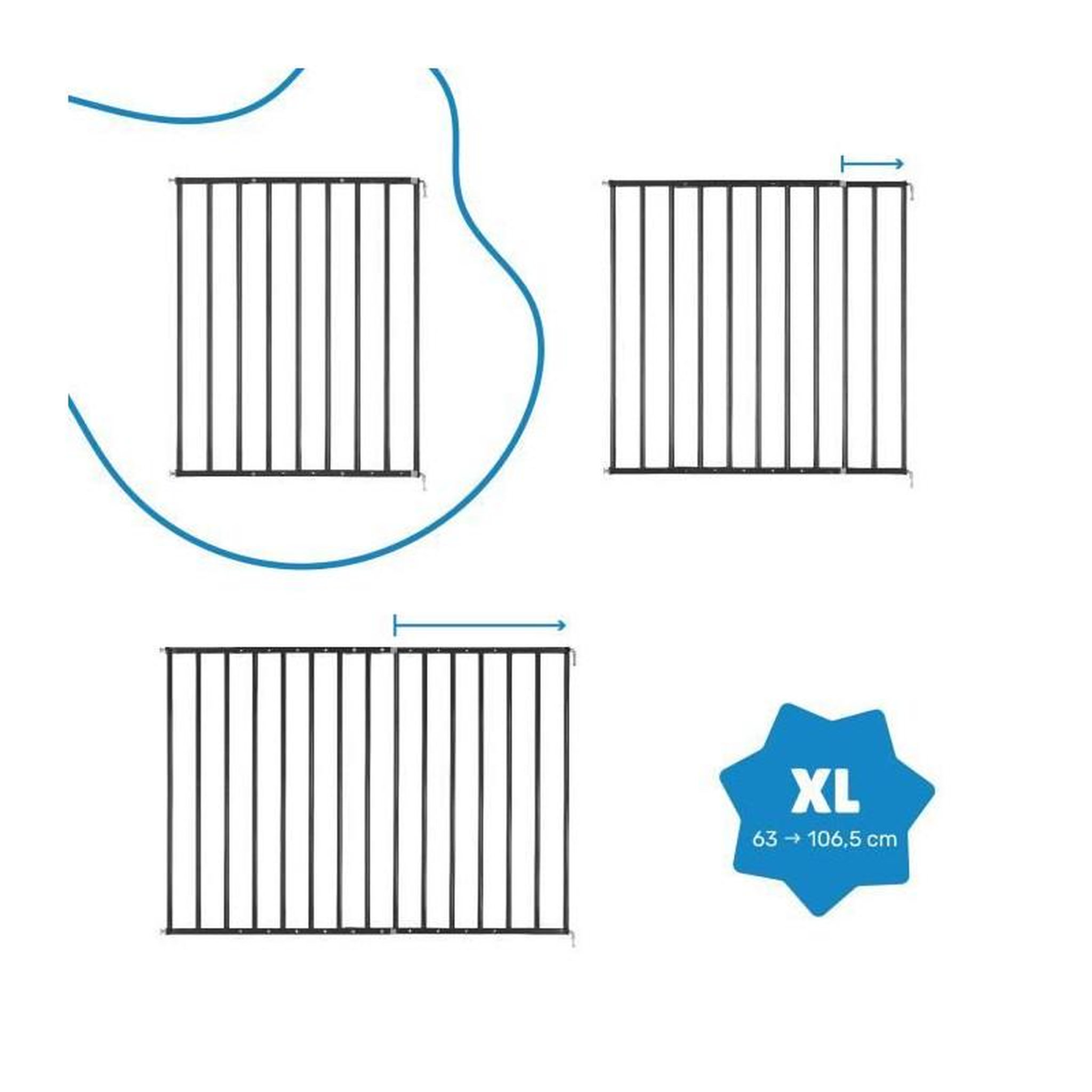 Voir la diapositive 3 : BADABULLE Badabulle Barriere de sécurité Enfant Safe&Protect XL - Extensible (60 a 106.5 cm) - Ouvertures Extra Large - Fixation Vis, No
