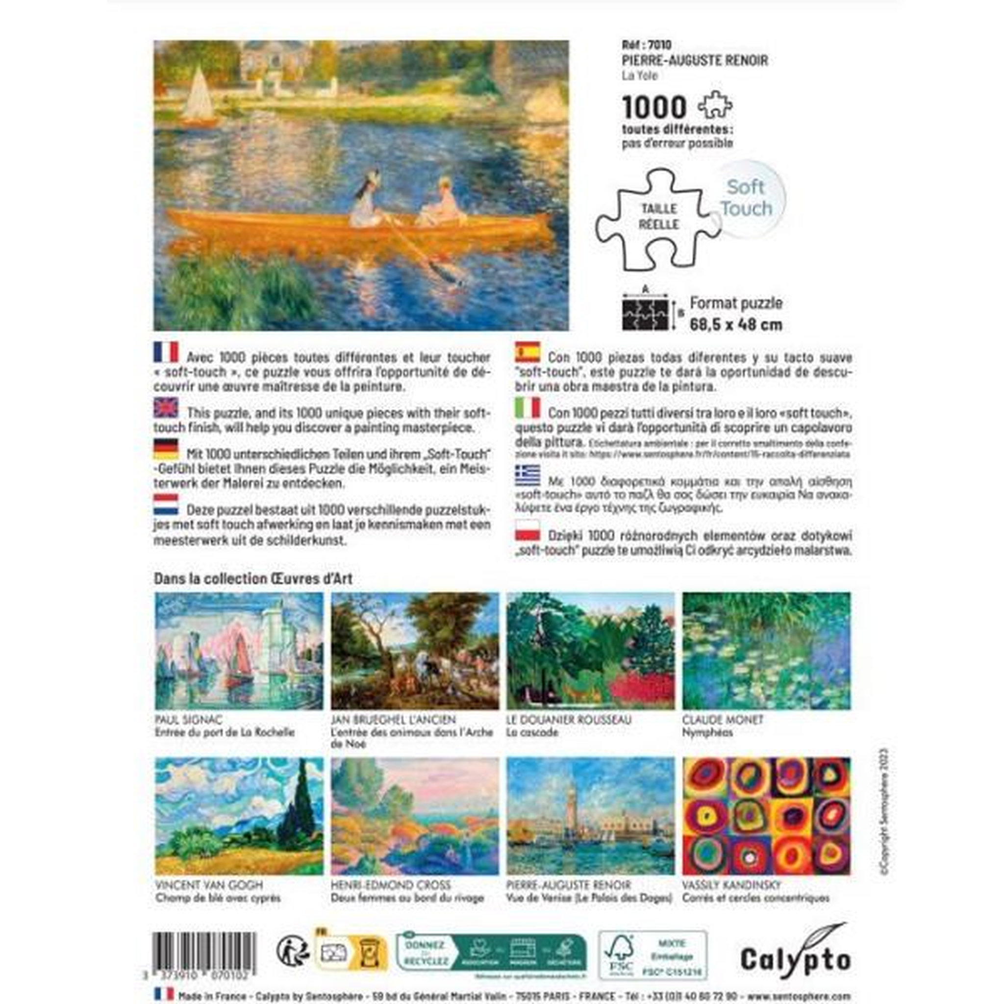 Voir la diapositive 2 : Sentosphere Puzzle - sentosphere - calypto - 1000 pieces - la yole - pierre-auguste renoir - toucher soyeux - des 9 ans