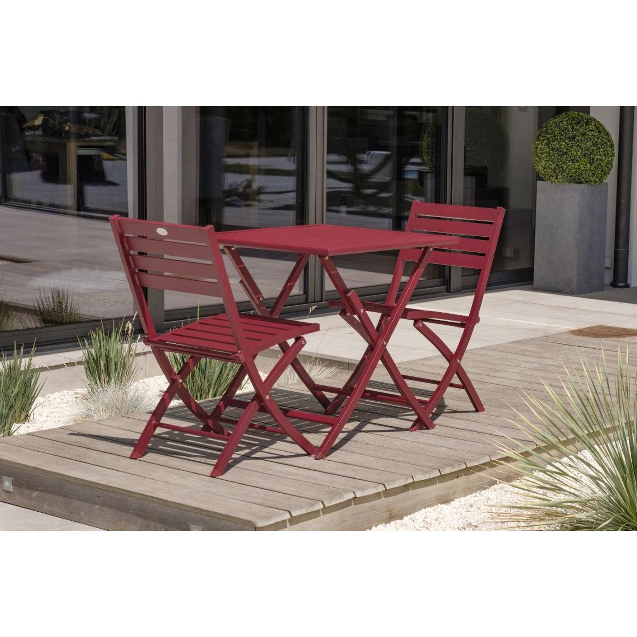 Voir la diapositive 6 : Paris Prix Lot de 2 chaises de jardin pliantes  marius  82cm rouge carmin