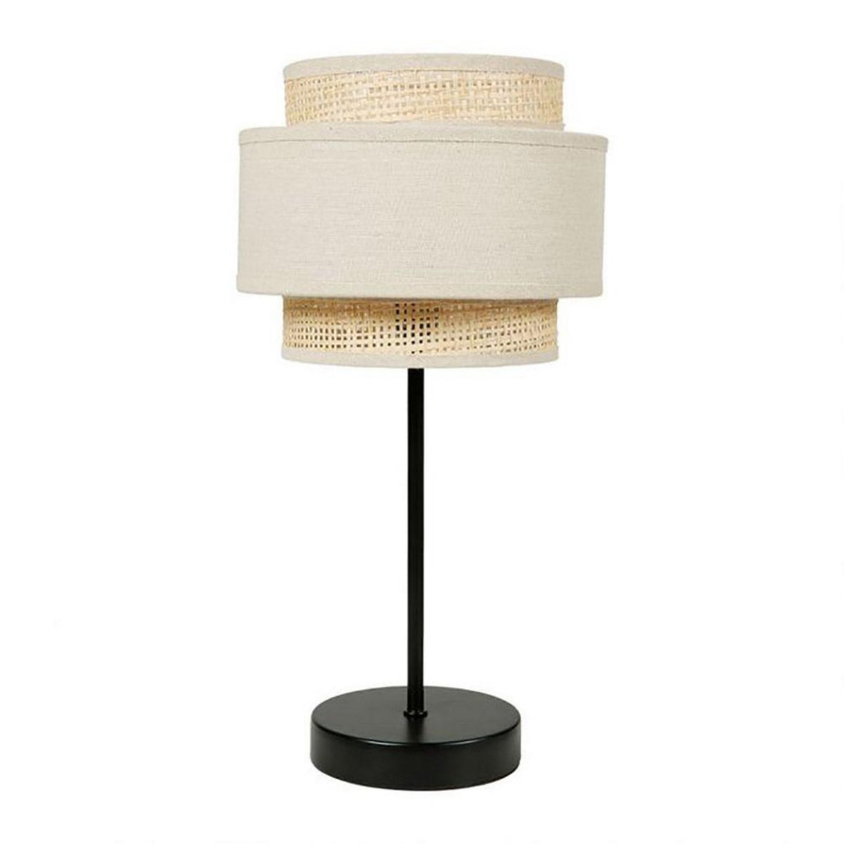 OSTARIA Lampe abat-jour papier rotin 3 niveaux beige