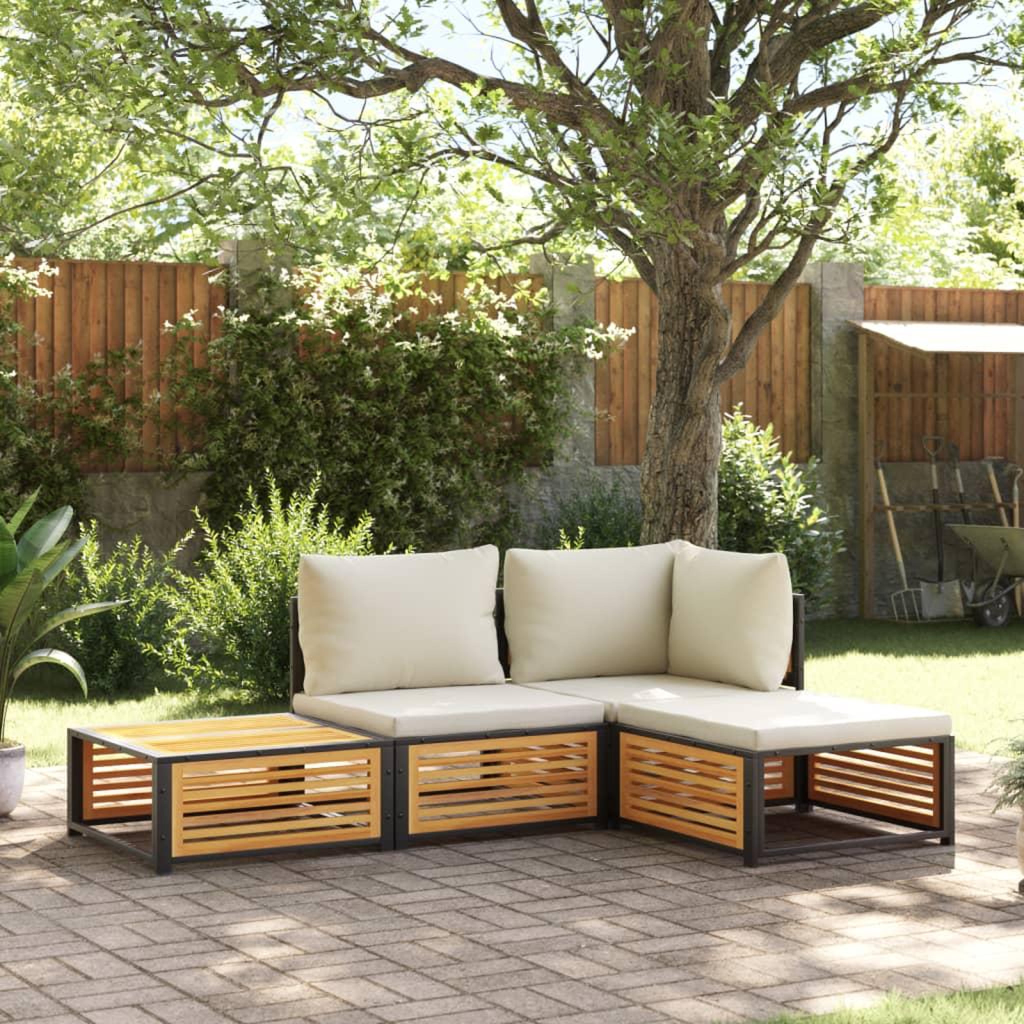 VIDAXL Salon de jardin avec coussins 4 pcs bois d'acacia massif