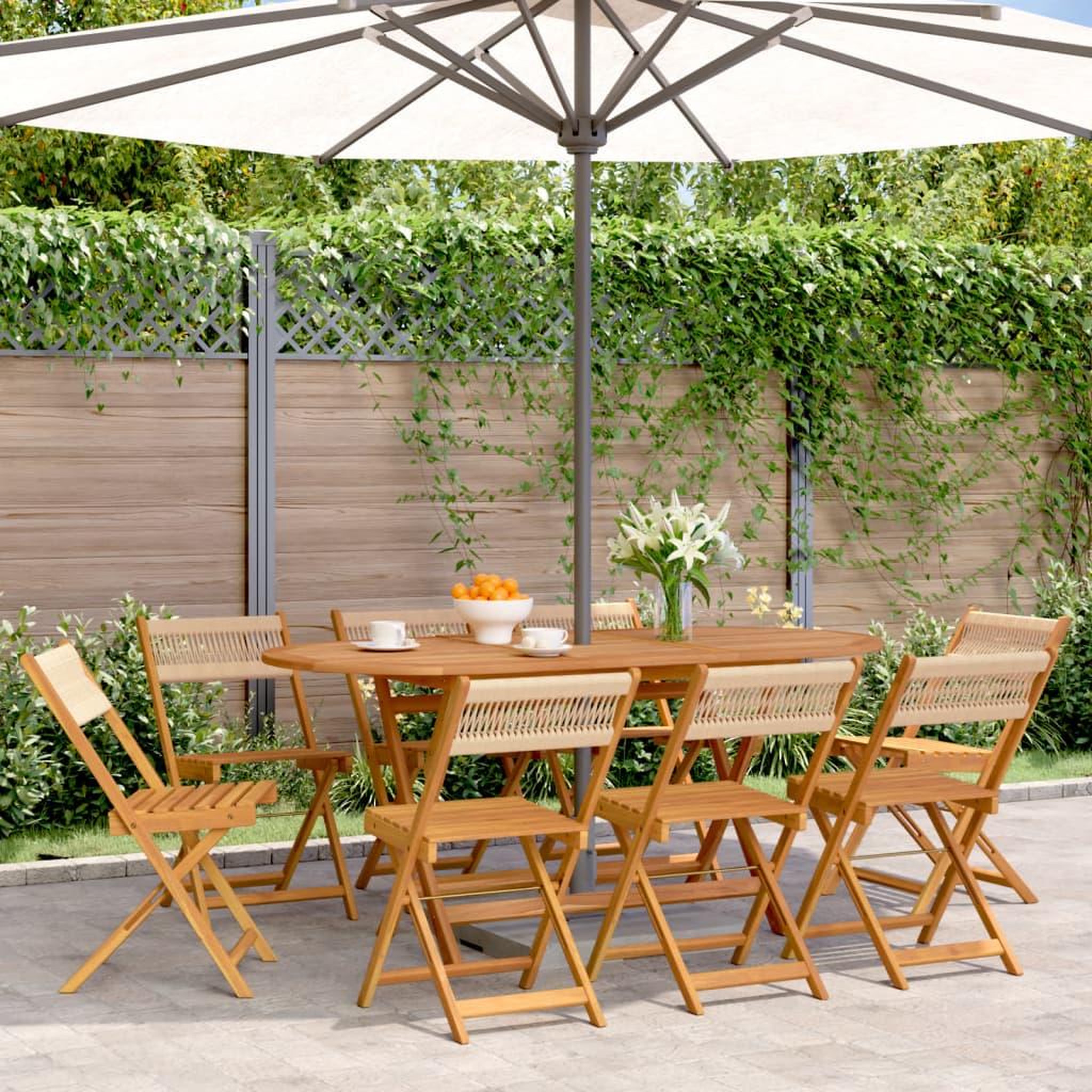 VIDAXL Chaises de jardin pliantes lot de 8 beige bois d'acacia massif