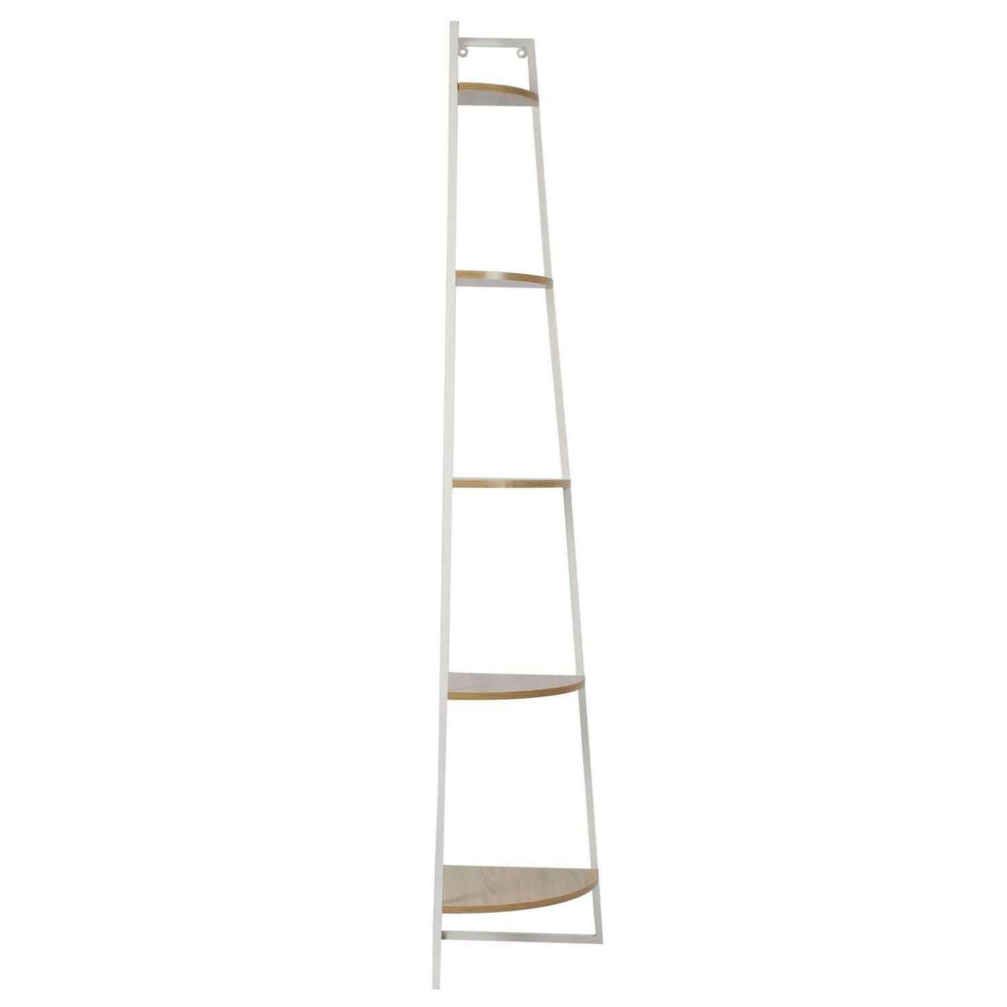 Voir la diapositive 5 : The Home Deco Factory Etagère d'angle 5 niveaux en bois et métal edison - blanc et marron