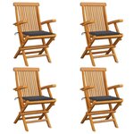 VIDAXL Chaises de jardin et coussins anthracite lot de 4 Bois de teck